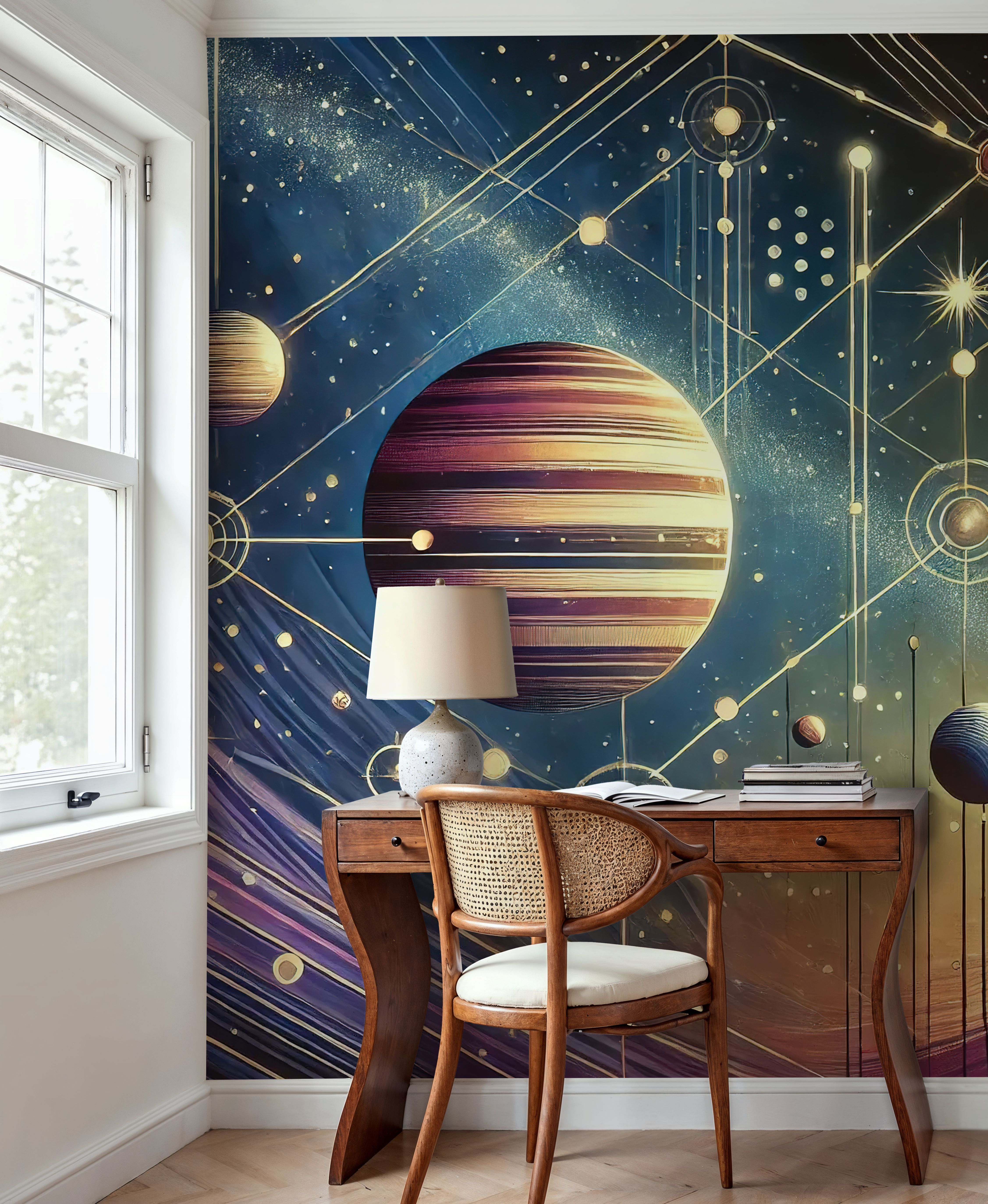 Galactic Harmony Scene in Art Deco