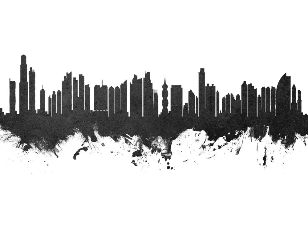 Panama City Skyline Black & White