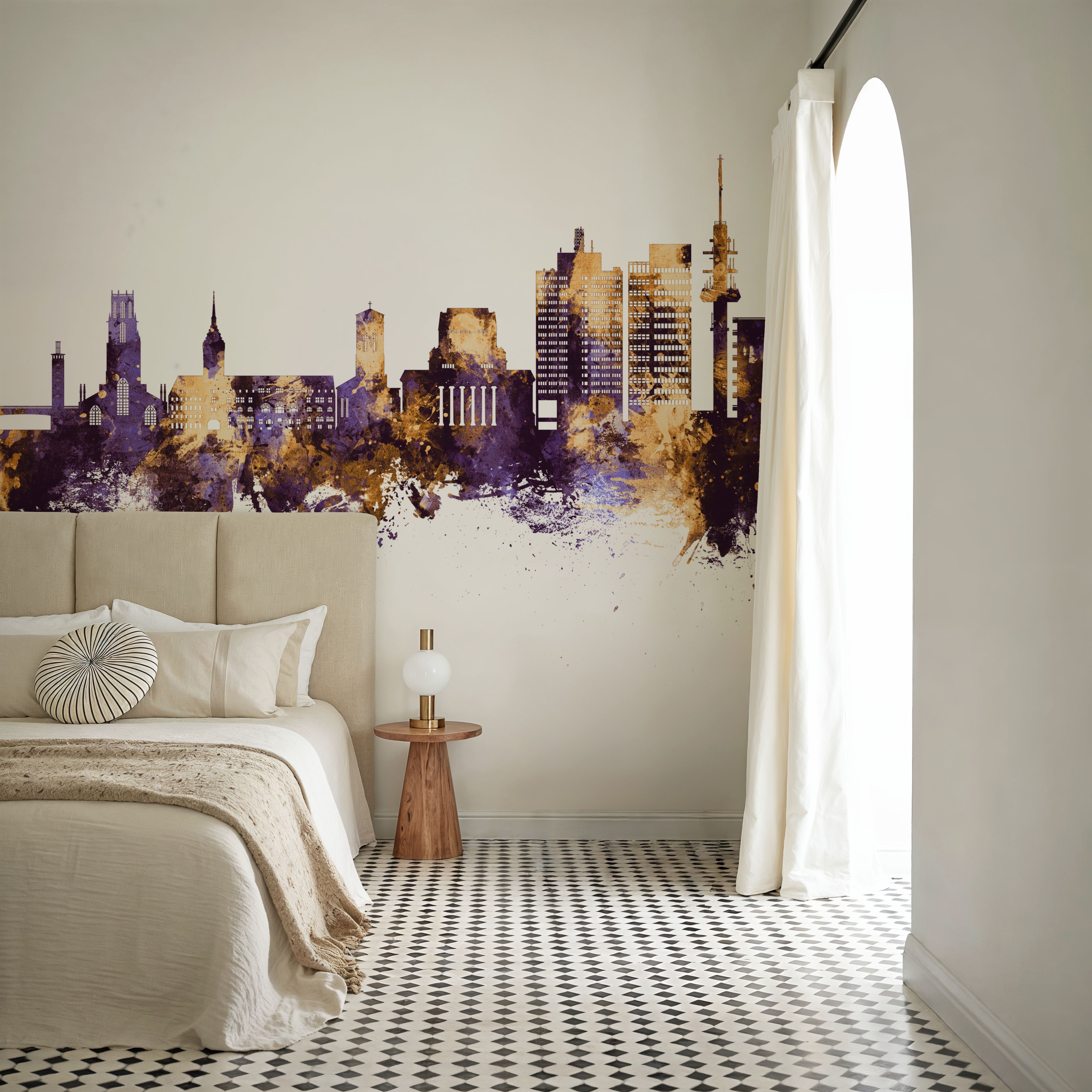 Duisburg Germany Skyline Purple & Gold