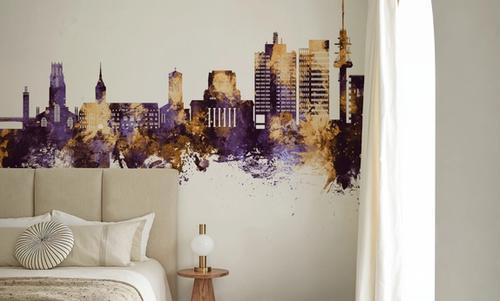 Duisburg Germany Skyline Purple & Gold