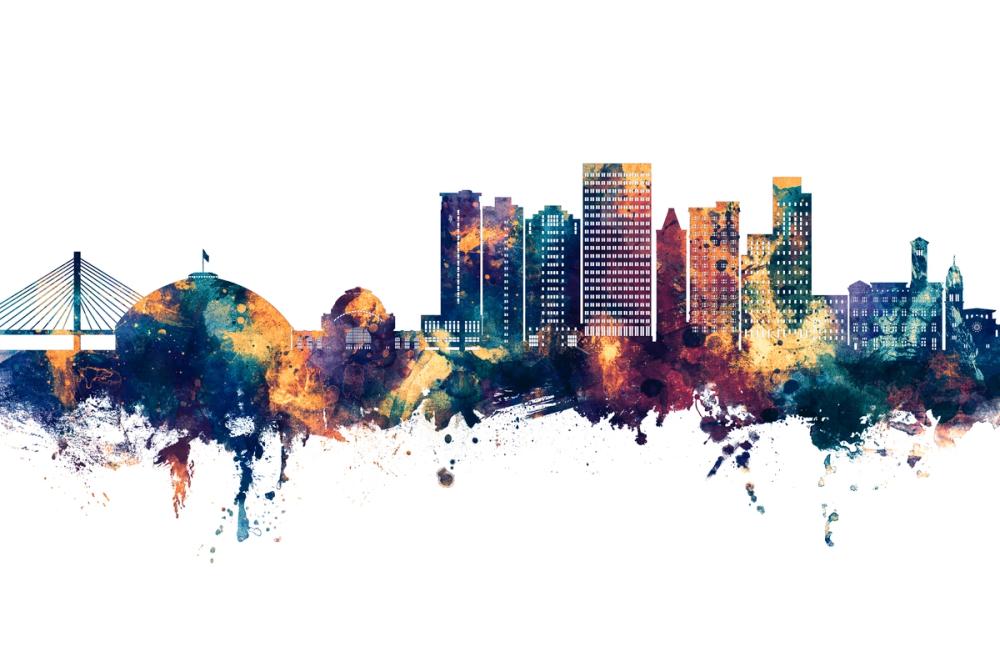 Tacoma Washington Skyline Blue & Bronze