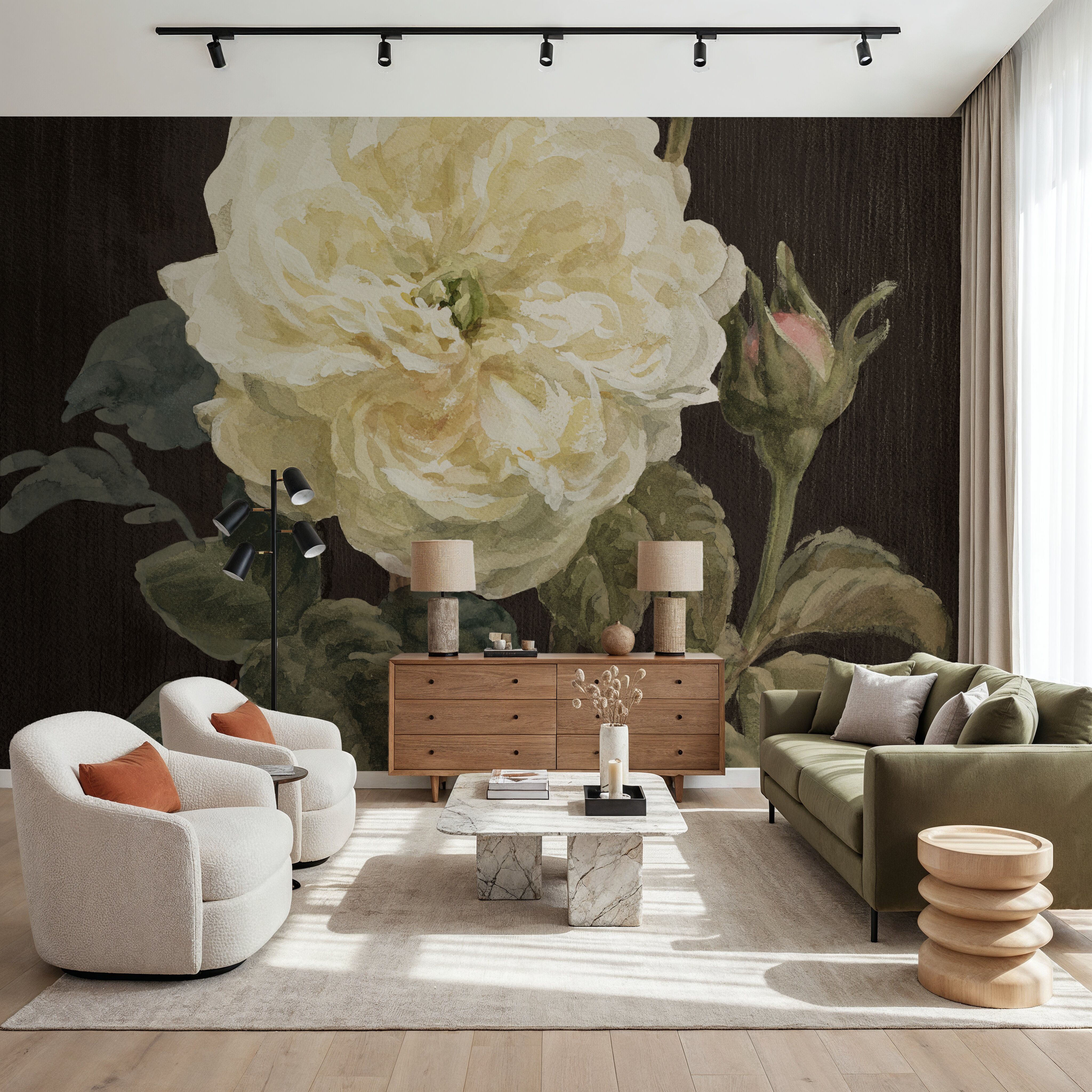 Heirloom White Rose on Black