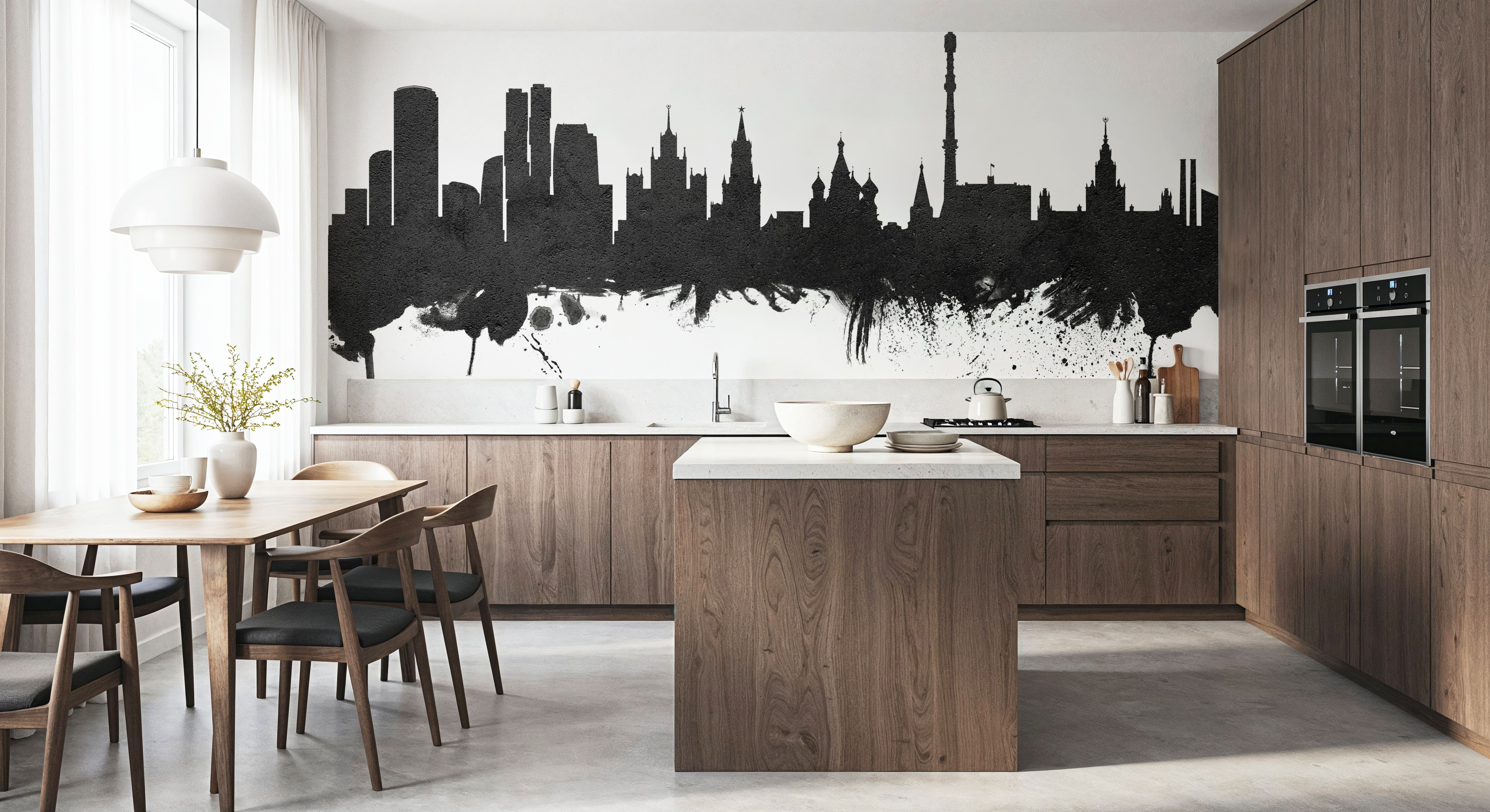 Moscow Russia Skyline Black & White, Wallpaper