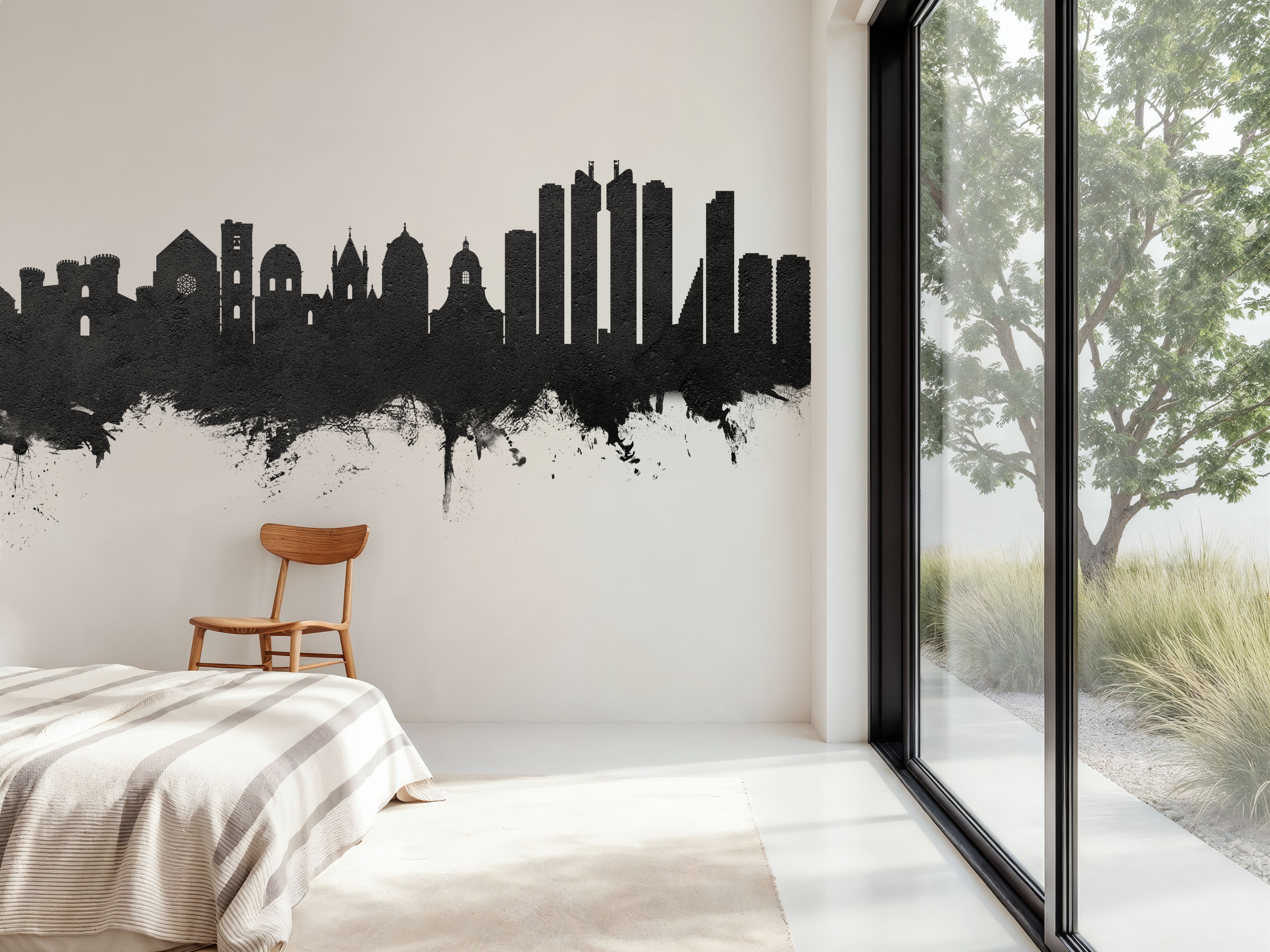 Naples Italy Skyline Black & White