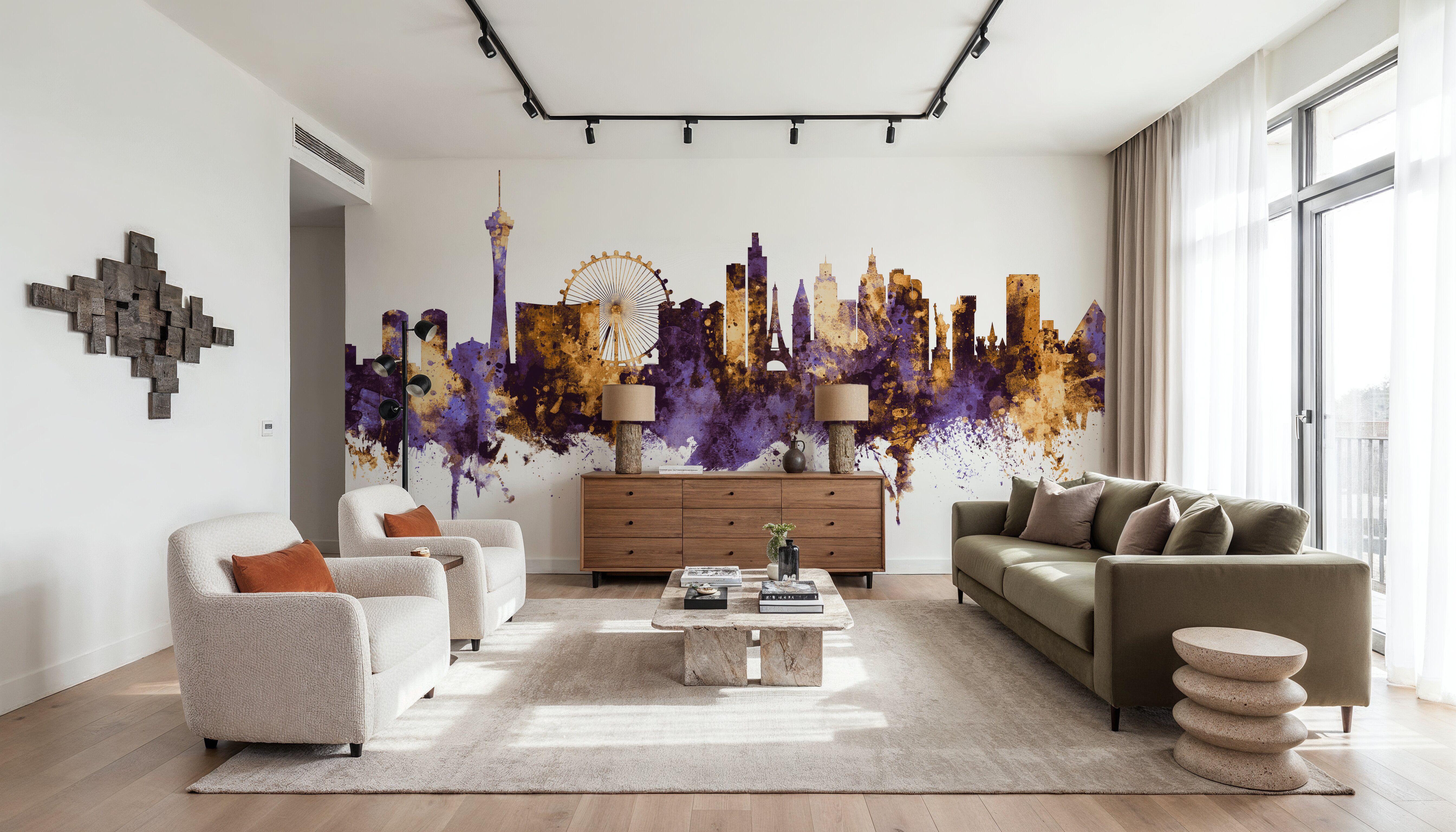 Las Vegas Nevada Skyline Purple & Gold