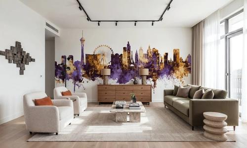 Las Vegas Nevada Skyline Purple & Gold
