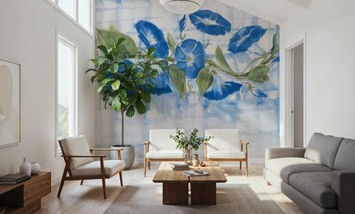 Morning Glory on linen