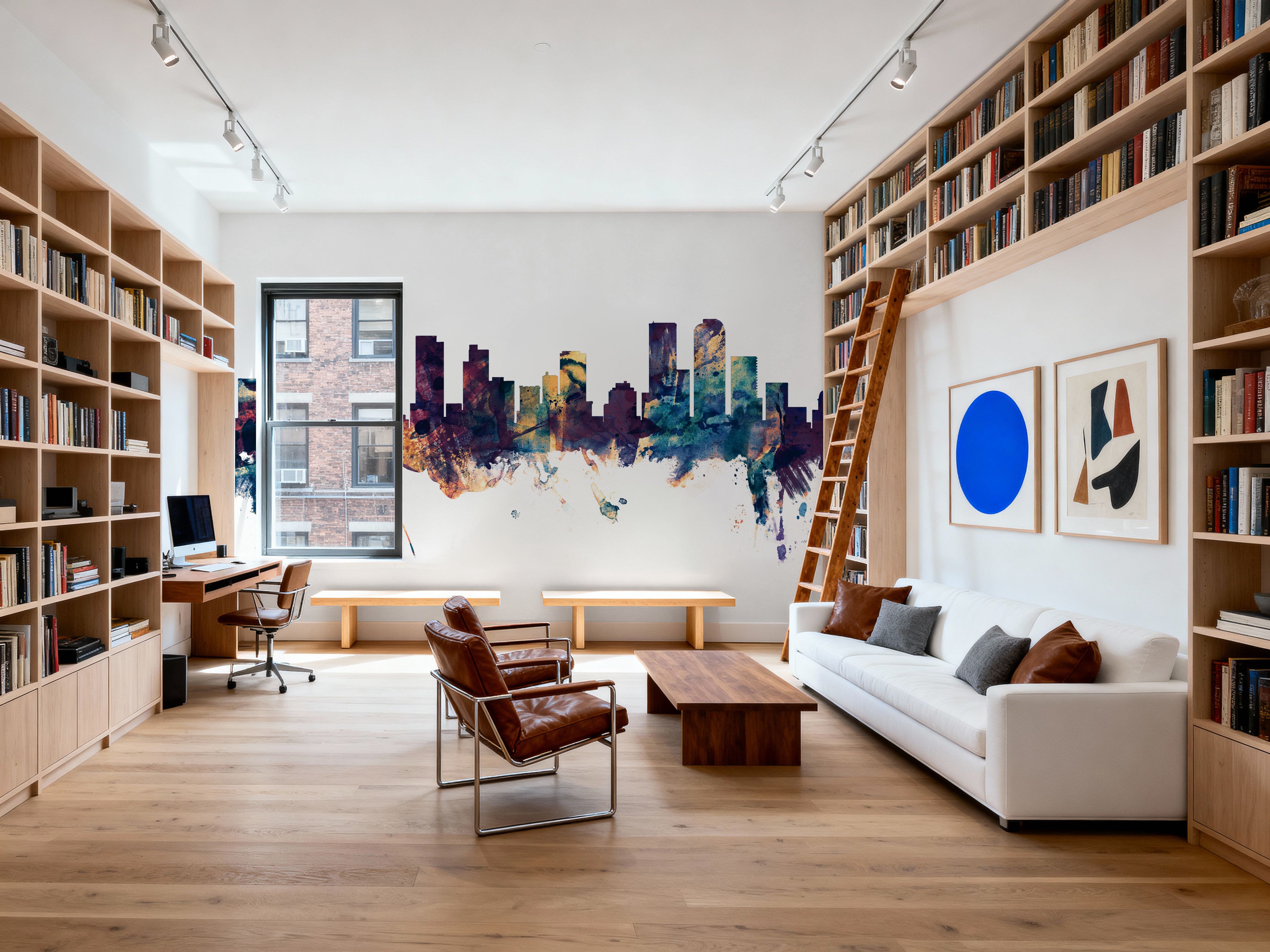 Denver Skyline Blue & Bronze, Wallpaper