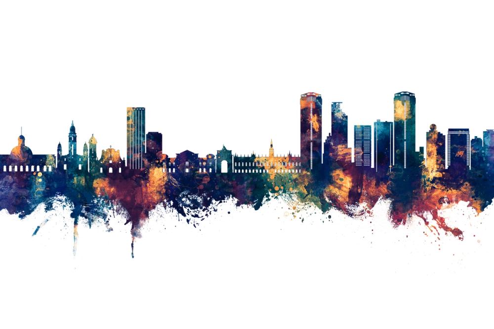 Caracas Skyline Blue & Bronze