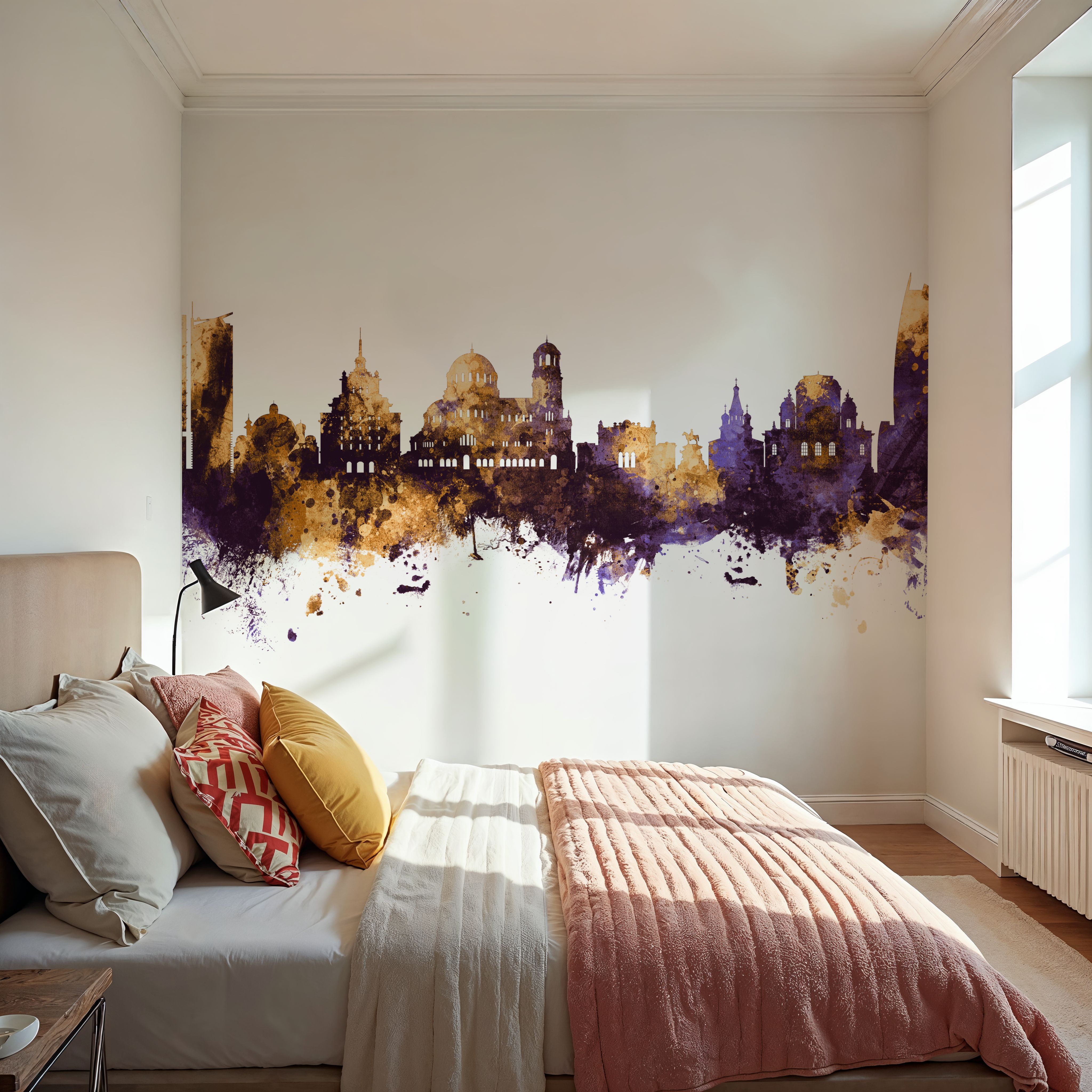 Sofia Bulgaria Skyline Purple & Gold