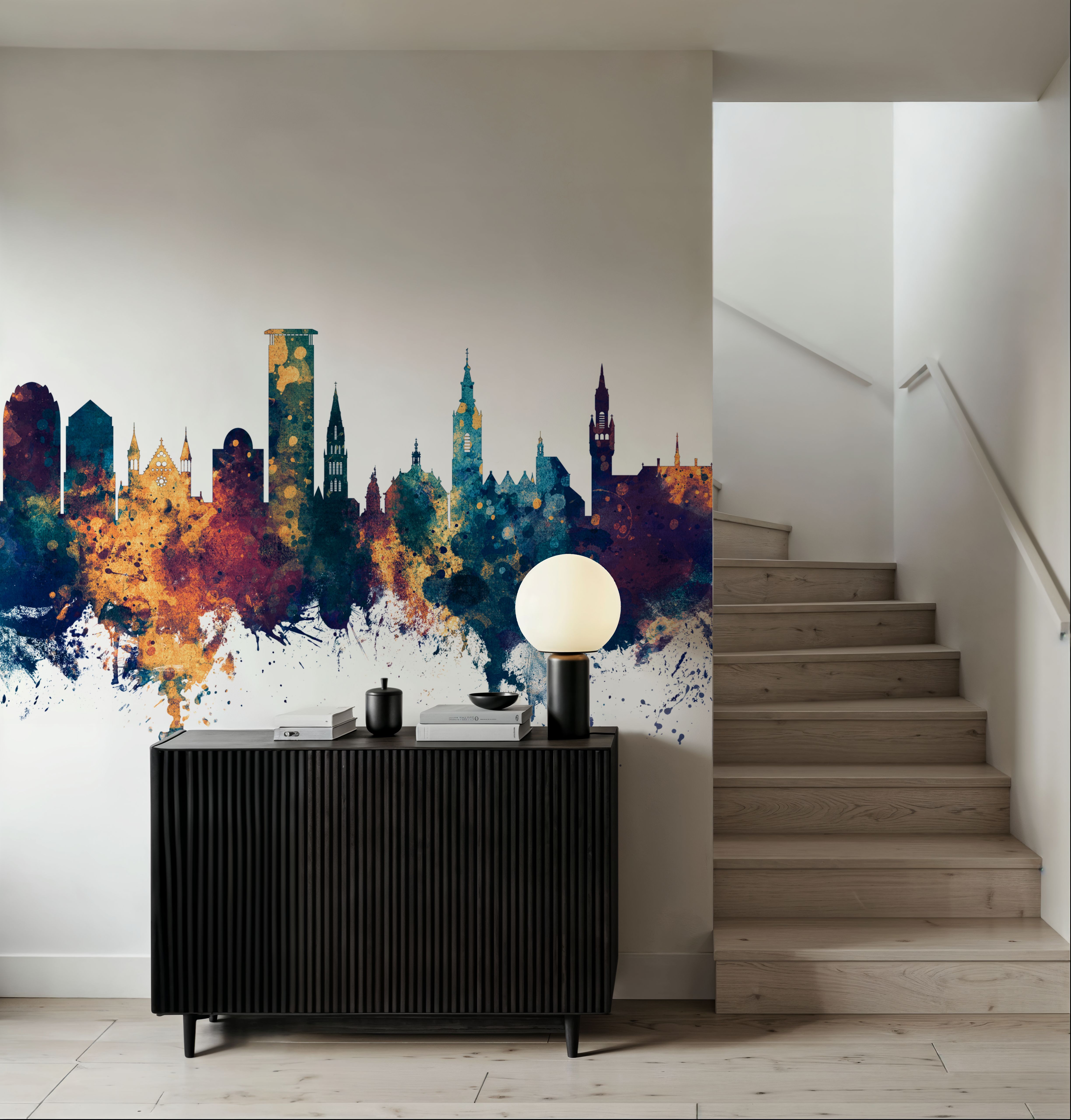 The Hauge Netherlands Skyline Blue & Bronze