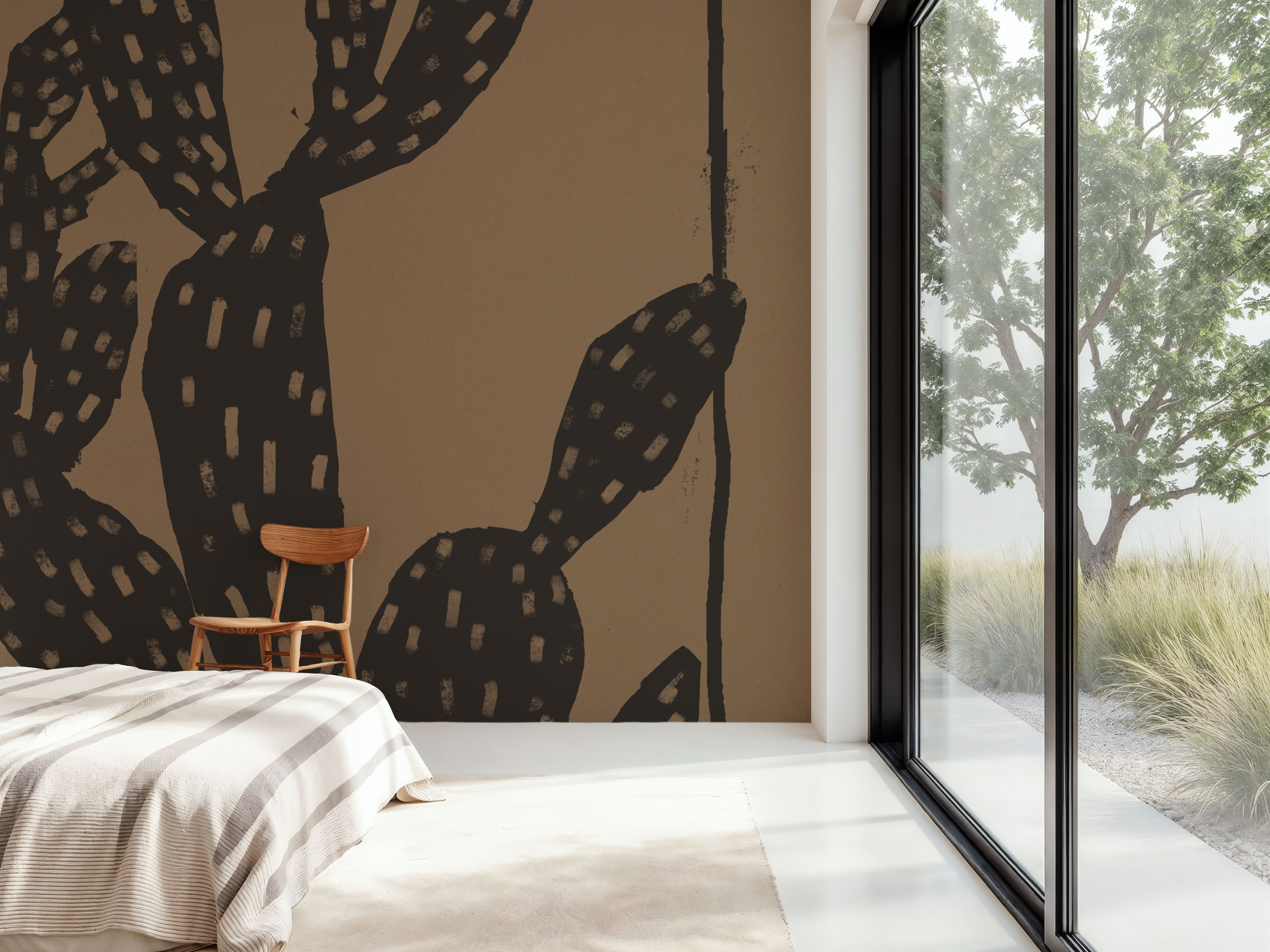 Woodcut Cactus I Natural