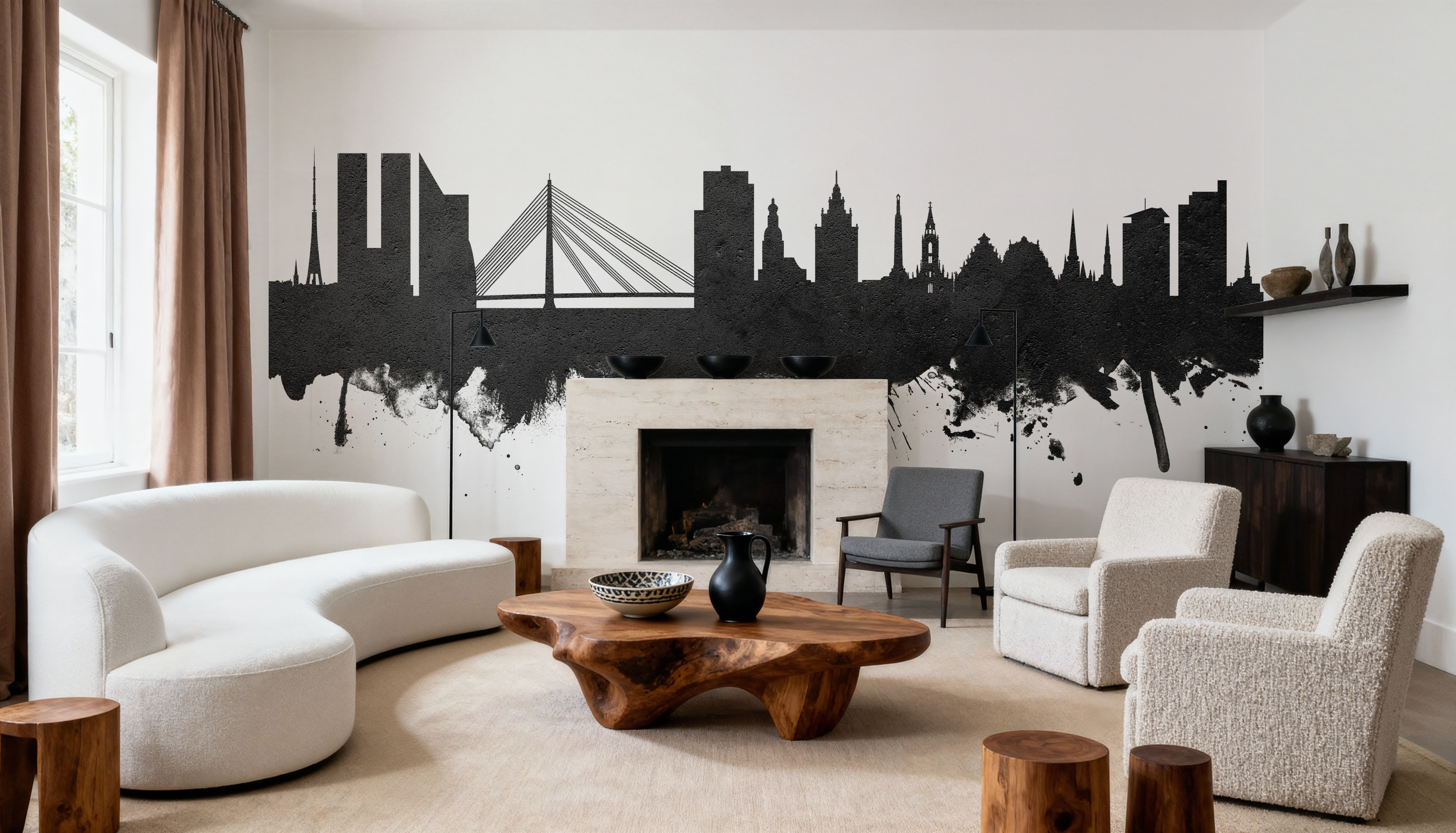 Riga Latvia Skyline Black & White