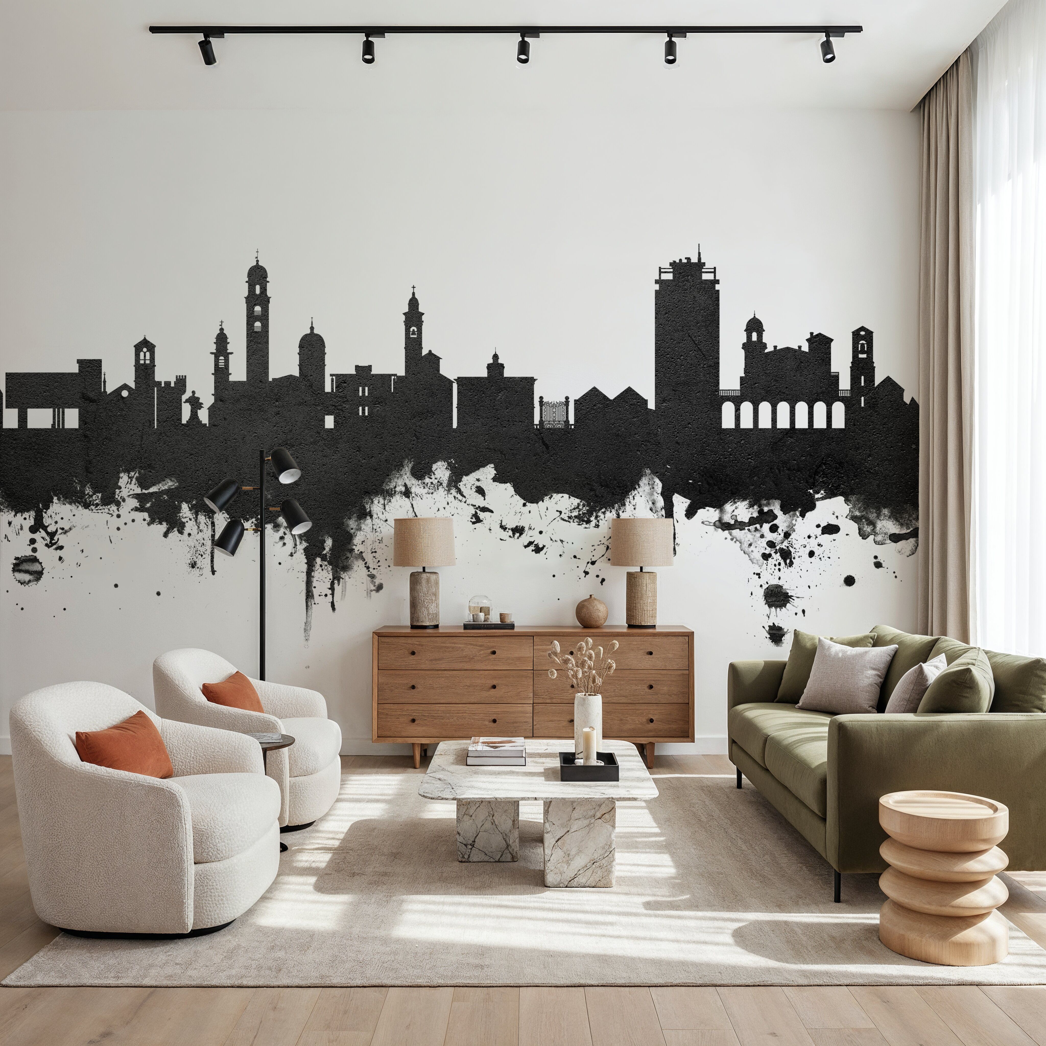 Lugano Switzerland Skyline Black & White