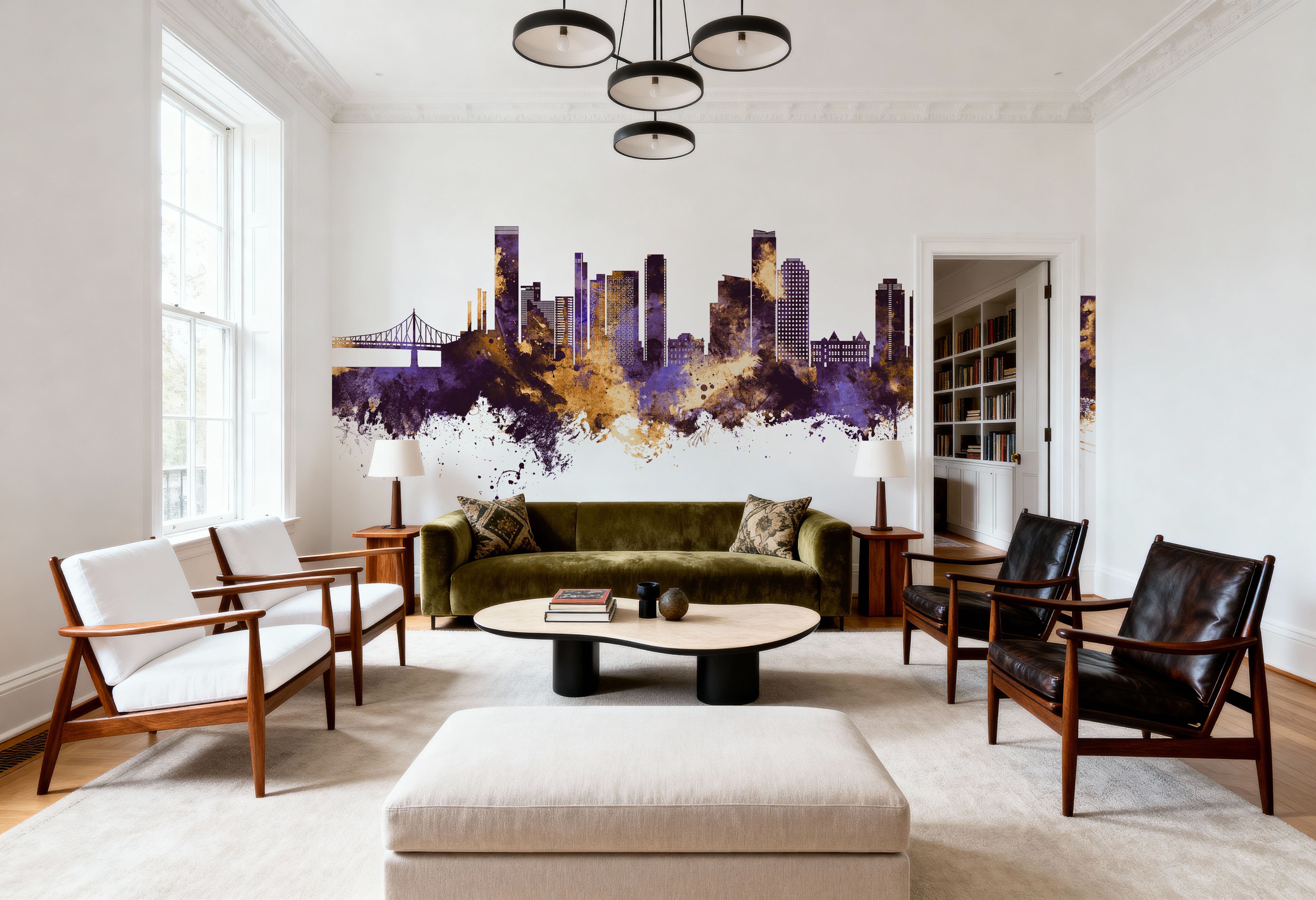 Queens New York Skyline Purple & Gold