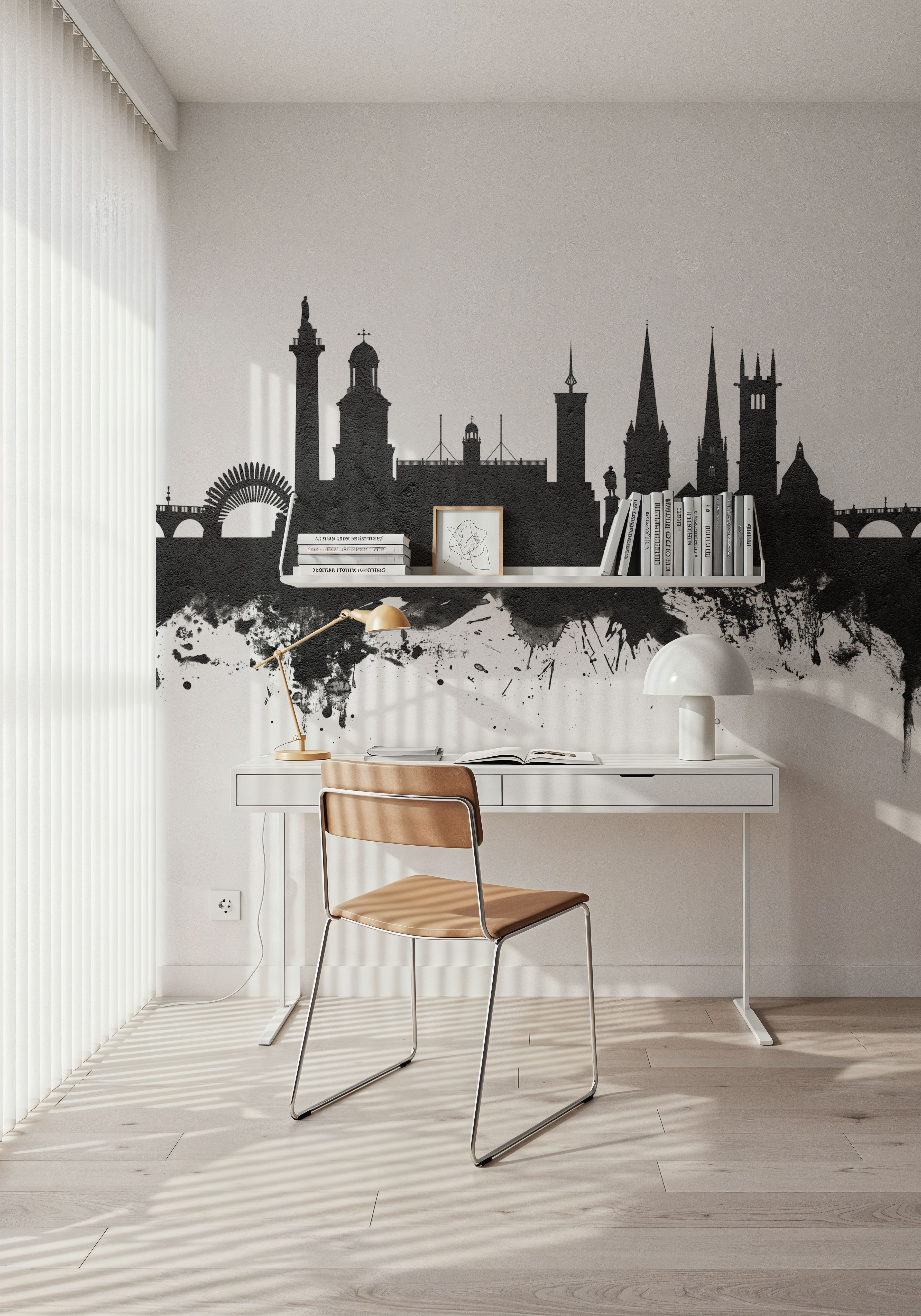 Shrewsbury England Skyline Black & White