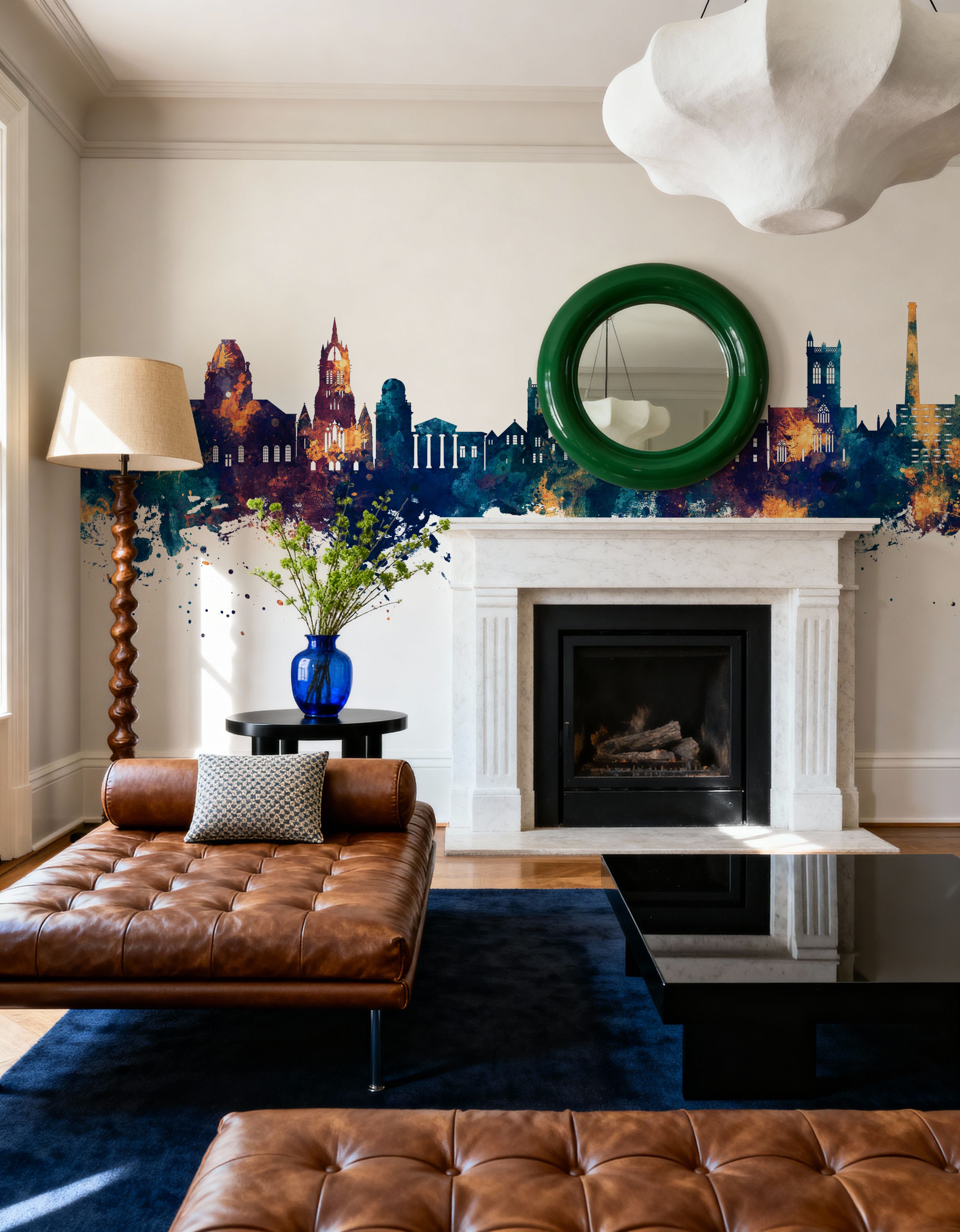 Paisley Skyline Blue & Bronze