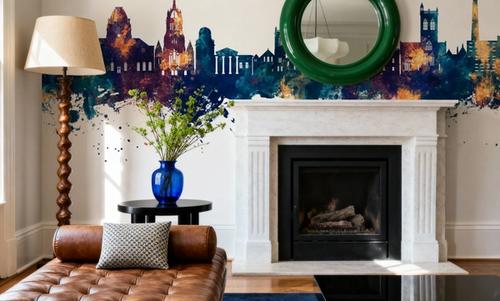 Paisley Skyline Blue & Bronze