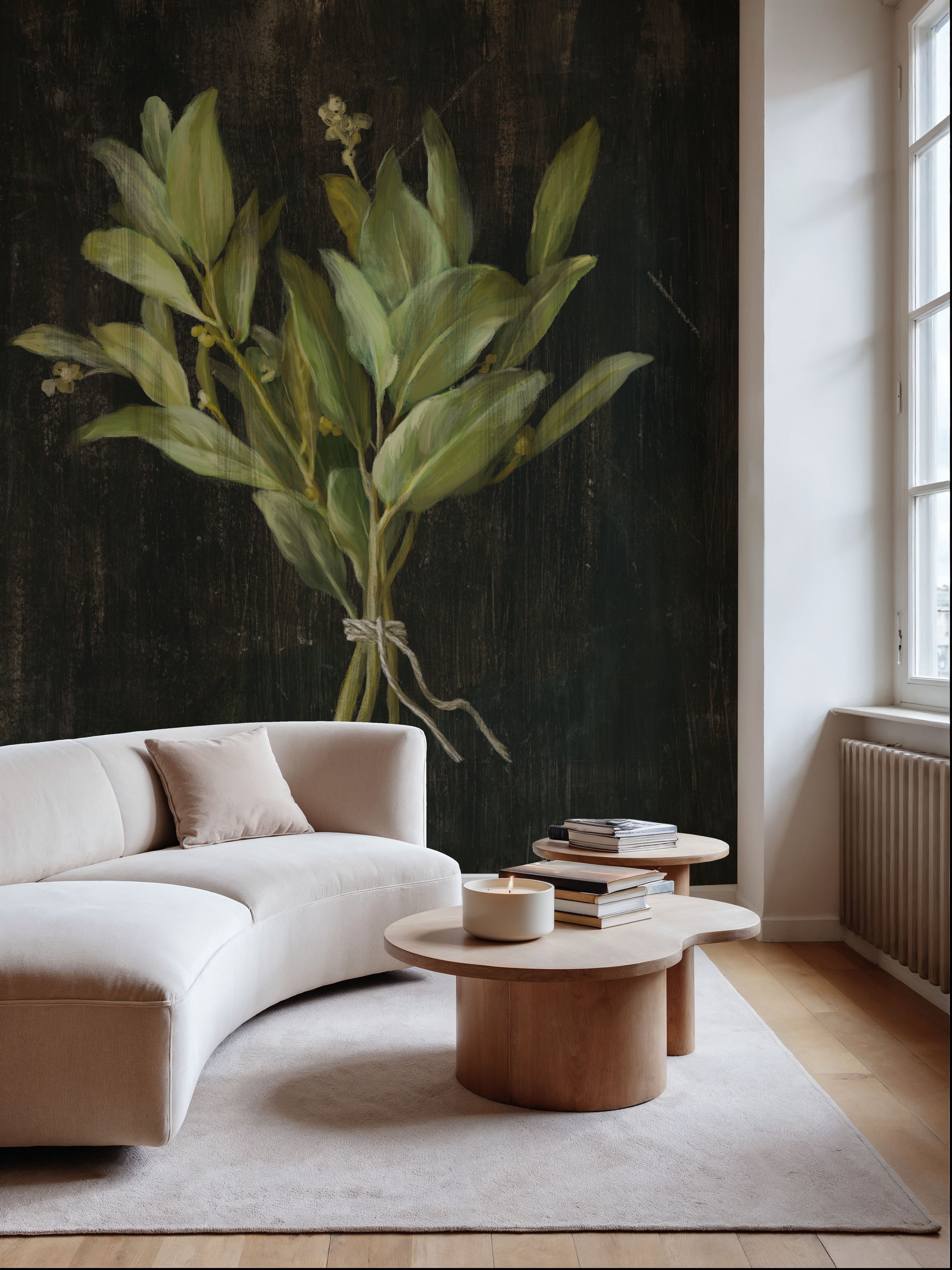 Wall Mural - Sage - Floral Nature mural wallpaper - Green - Hallway staircases - Wallism US - Premium, Textured or Peel & Stick