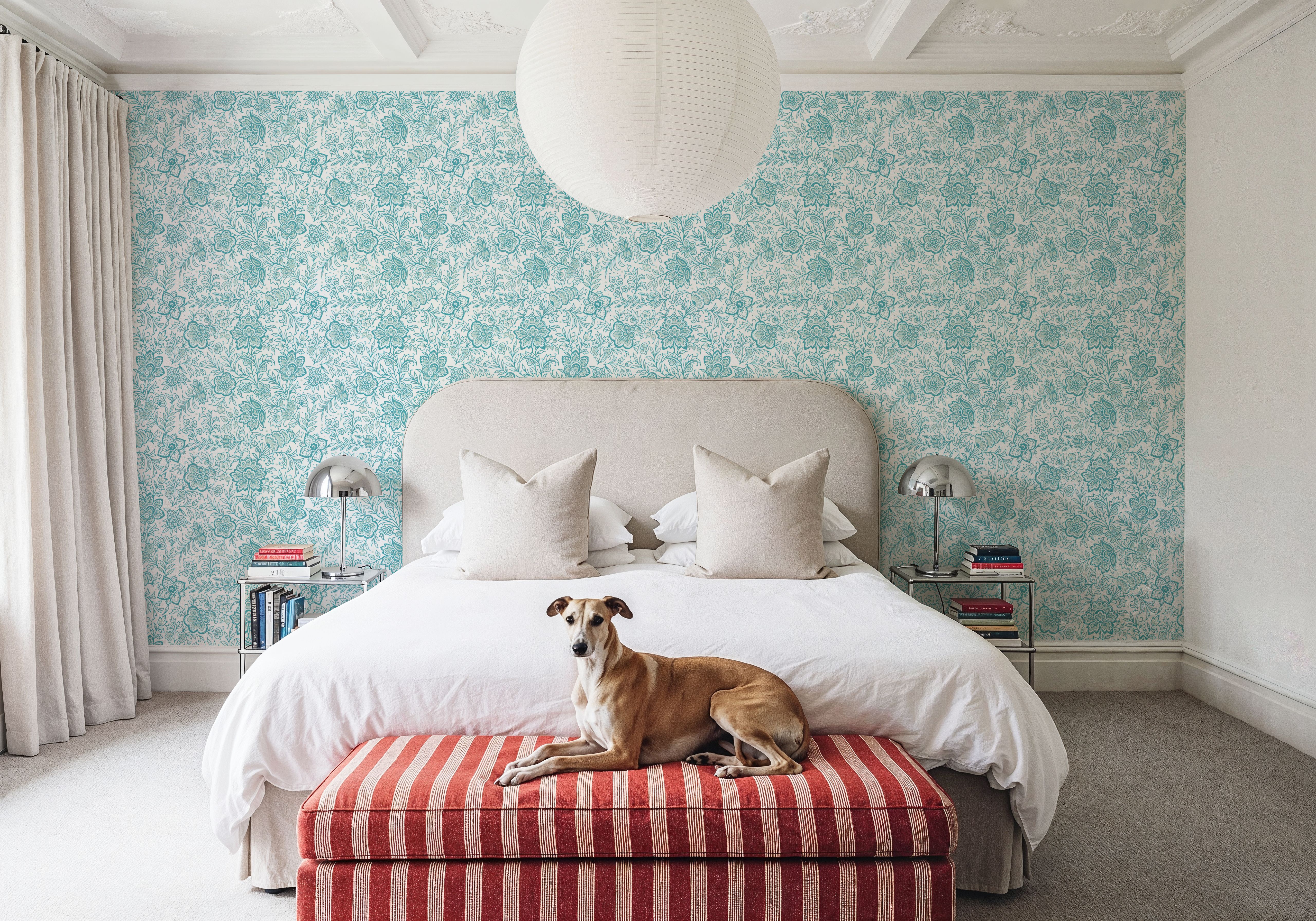 Kala Flowers Turqouise on White