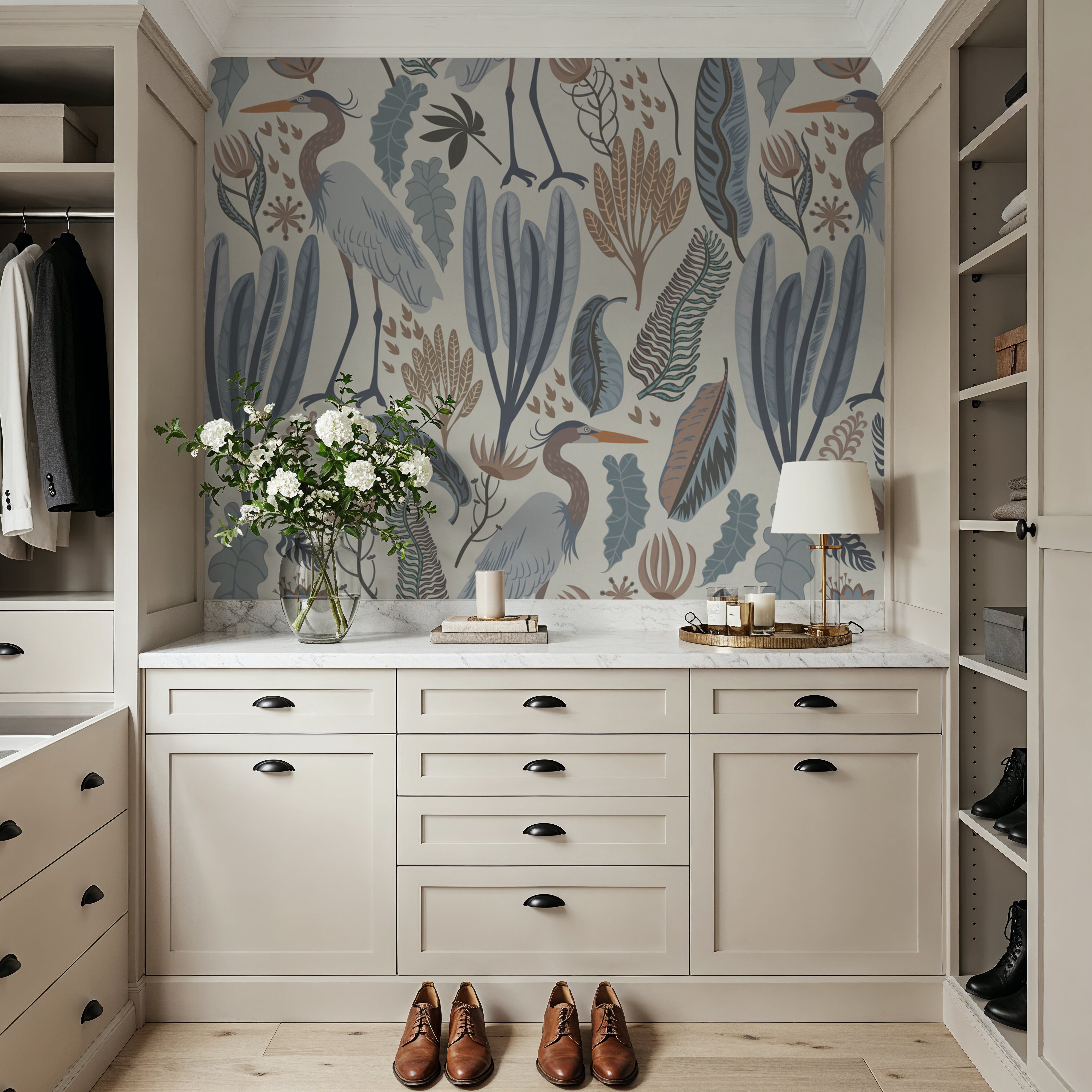 Heron & Plants Blue Cream