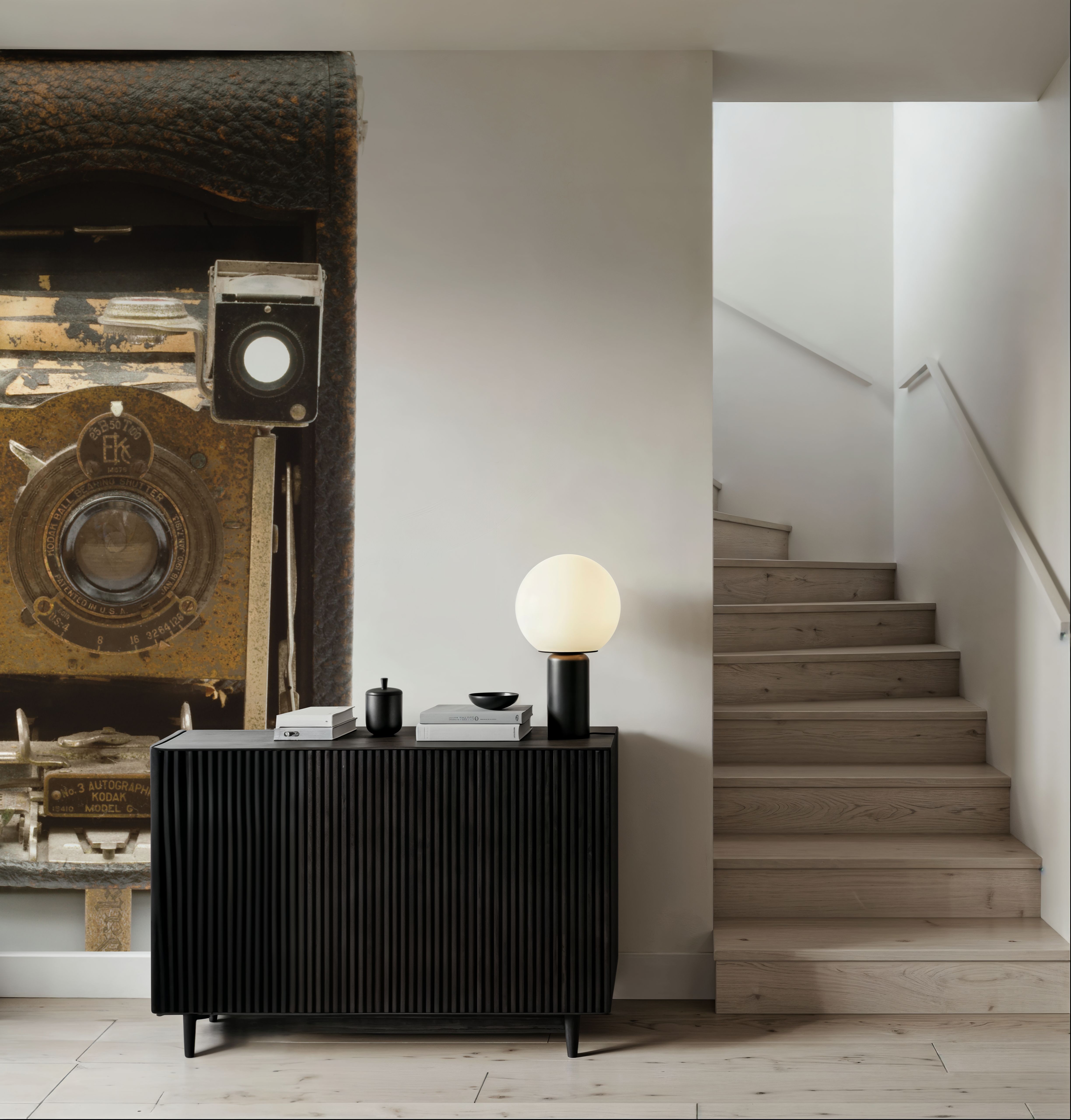 Wall Mural - Vintage Camera - Folk Hobbies mural wallpaper - Brown - Dining Room - Wallism US - Premium, Textured or Peel & Stick