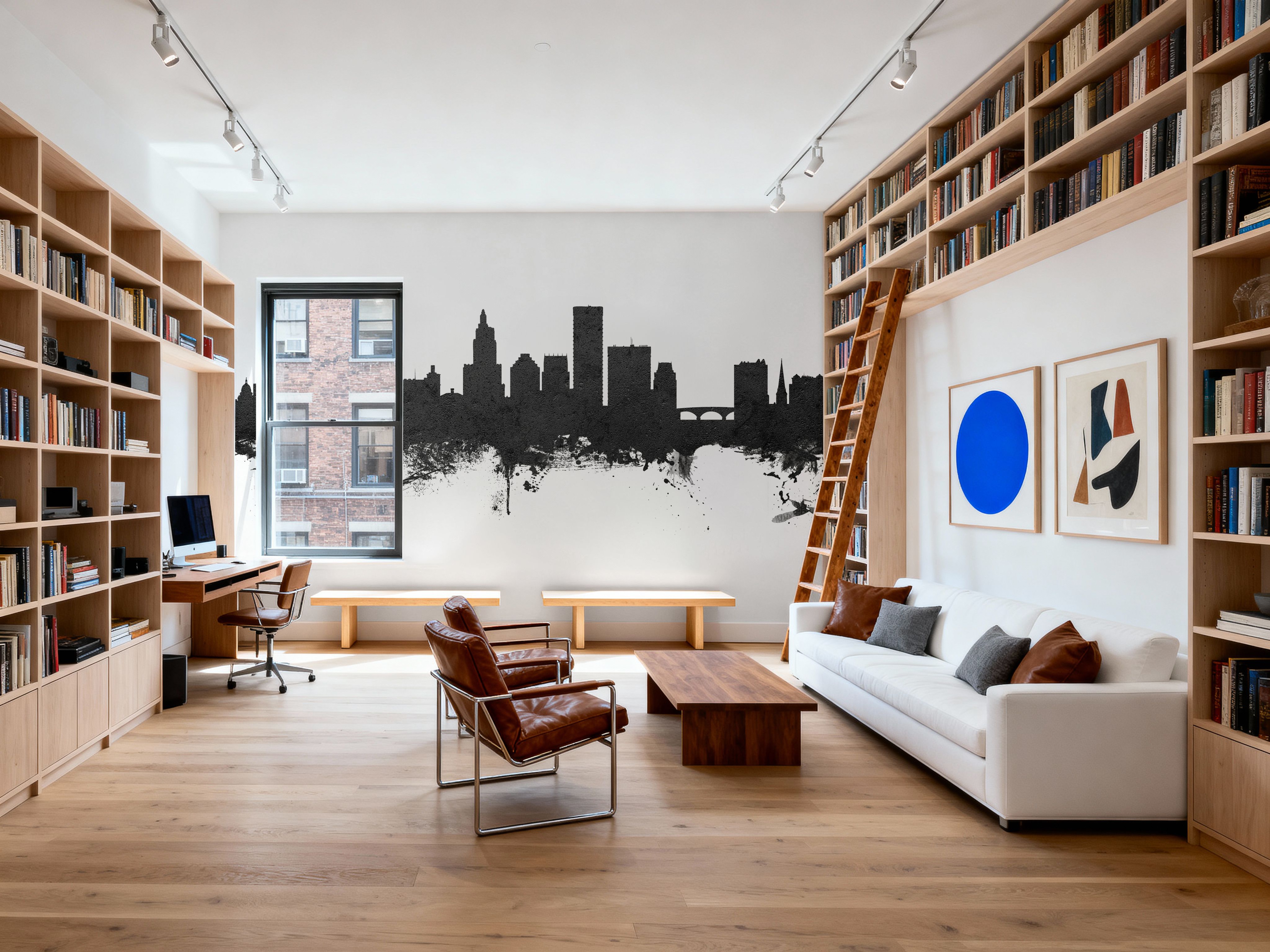 Providence Rhode Island Skyline Black & White