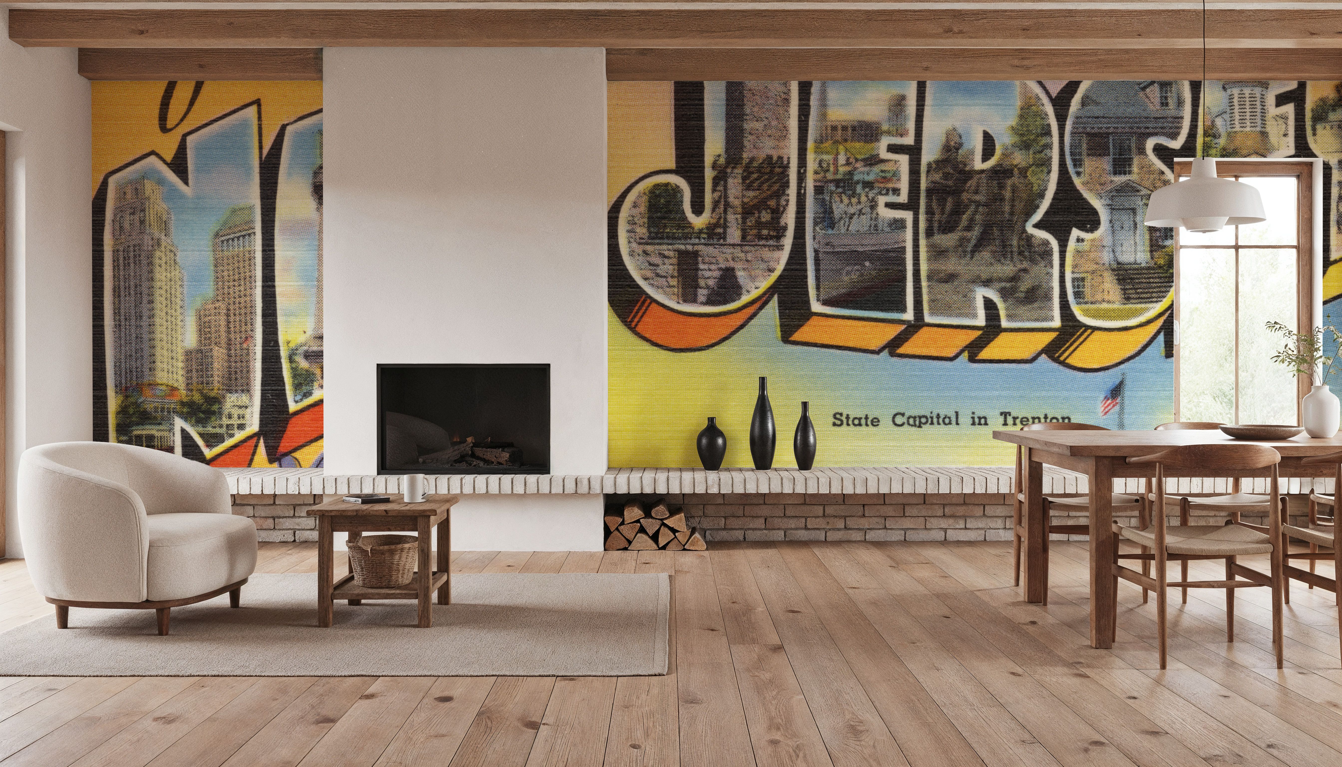 Greetings from New Jersey - Screenprint Postcard, Wallpaper