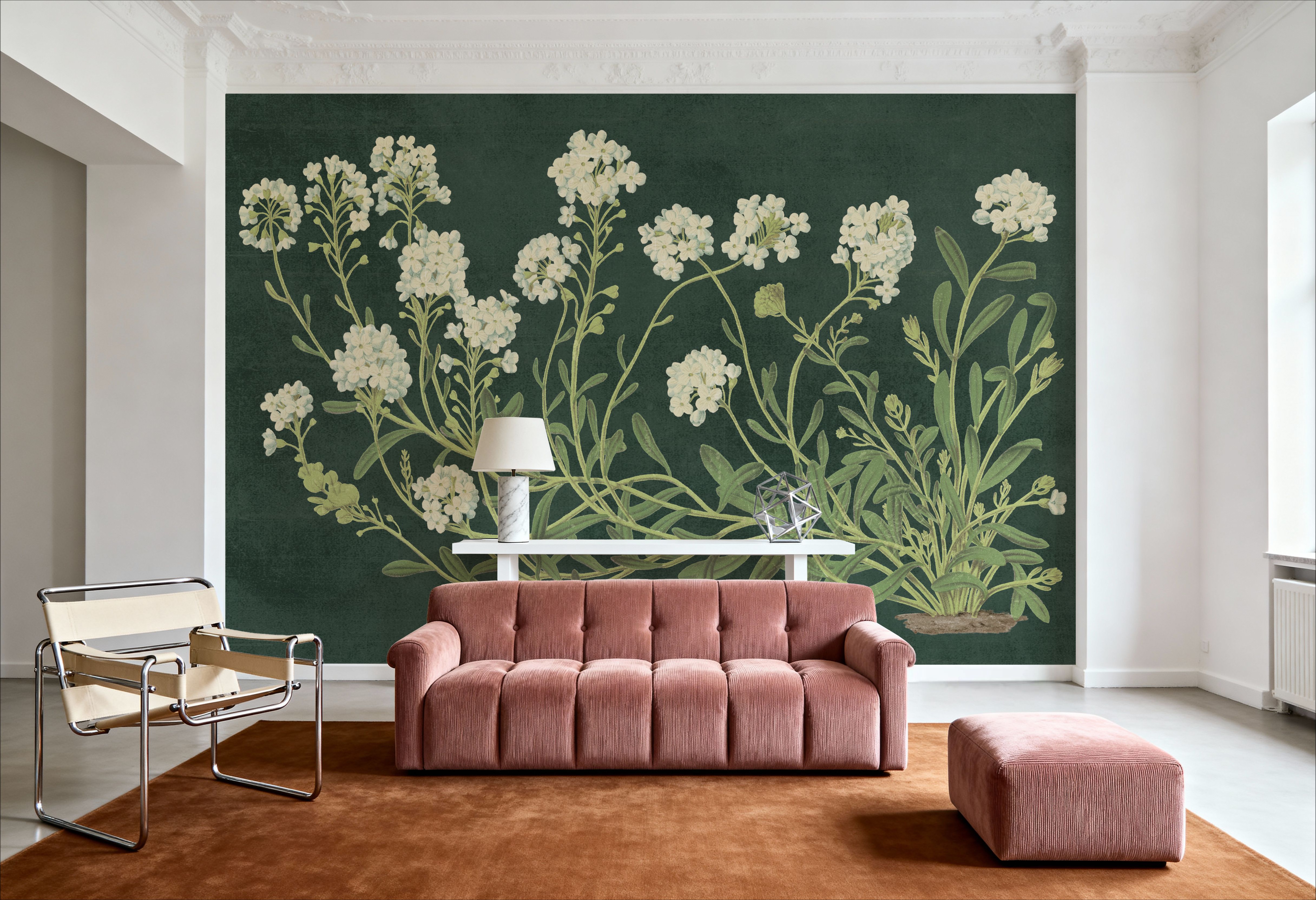 Vintage Flowers on Green