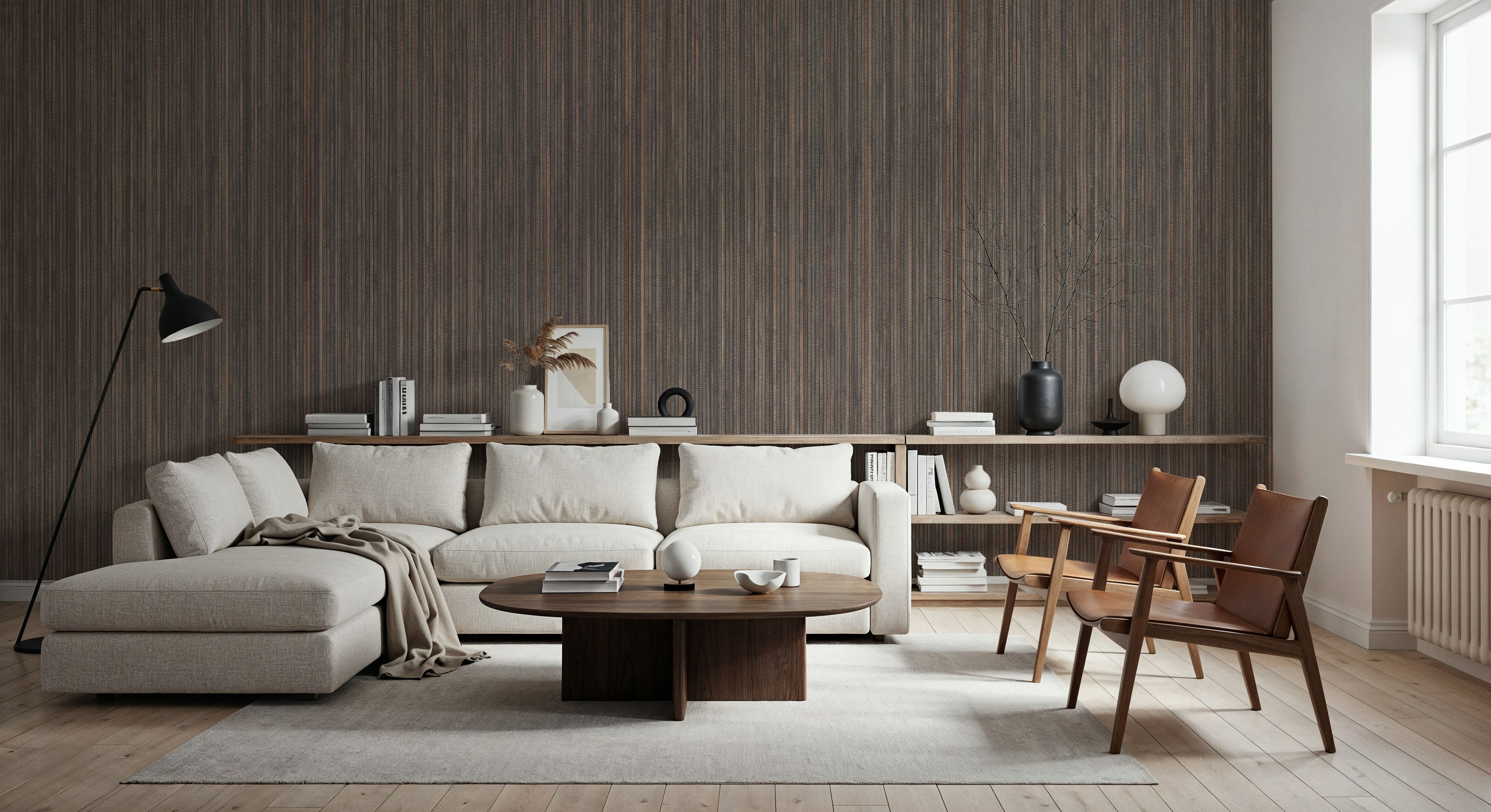 Faux Grasscloth Vertical, Taupe, Wallpaper