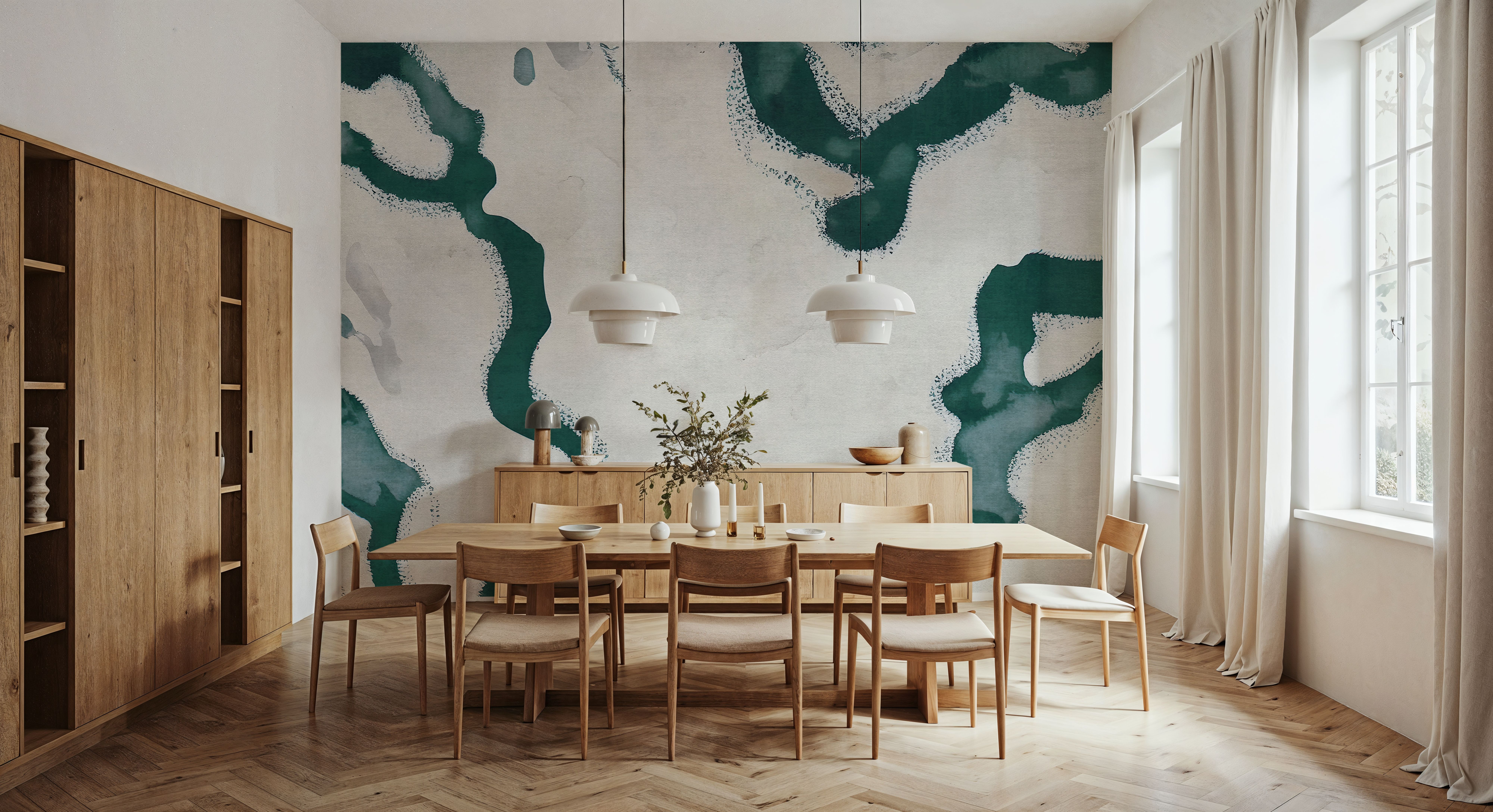 Abstract River Marks, Fresh Green