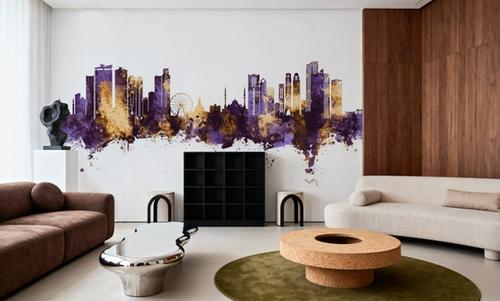 Sharjah Skyline Purple & Gold