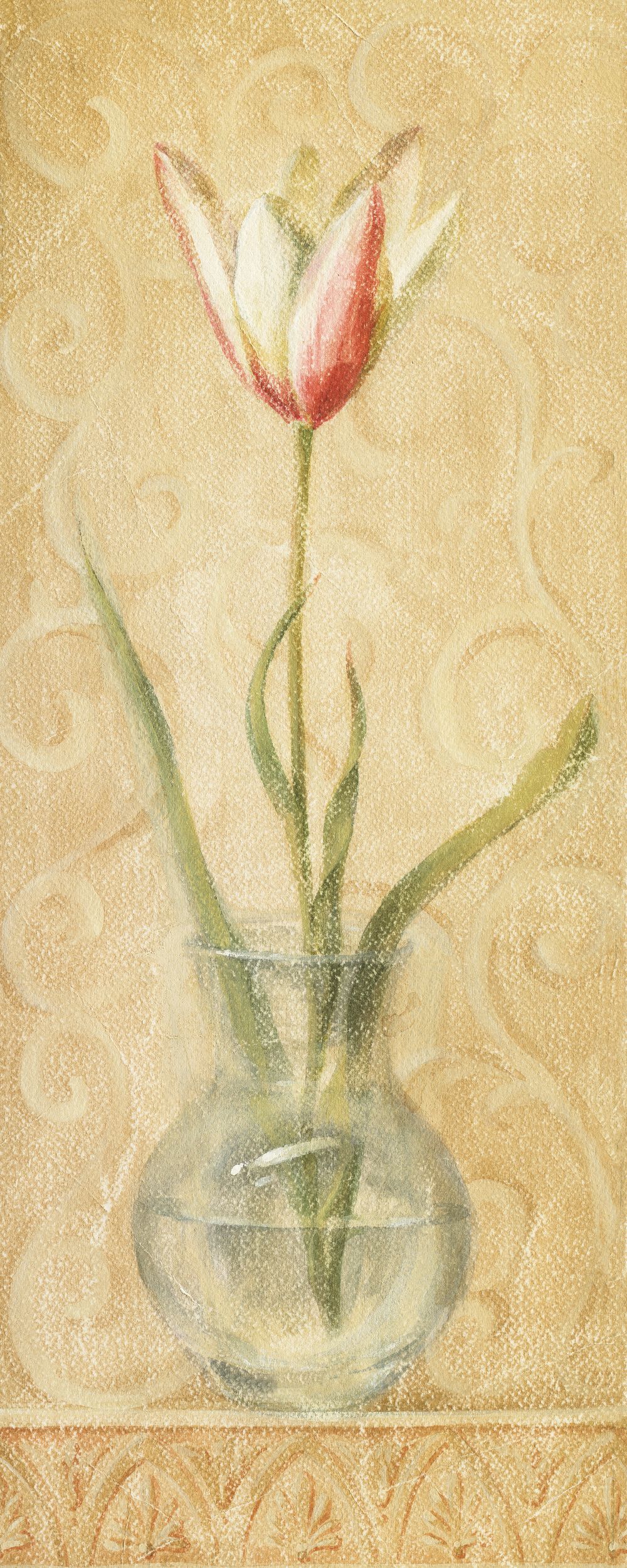 Vintage Tulip in Glass Vase