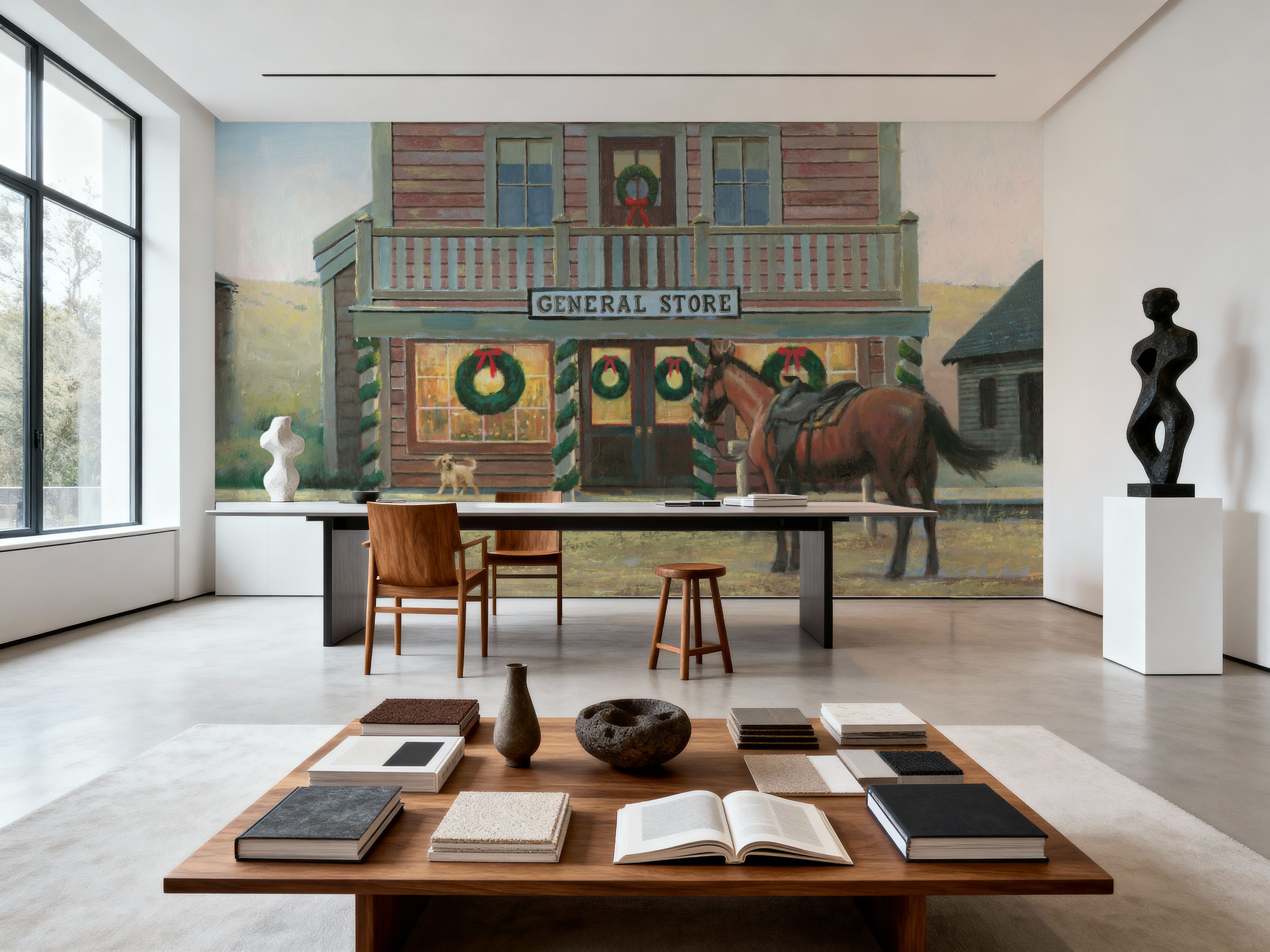 Cowboy Christmas, Behang