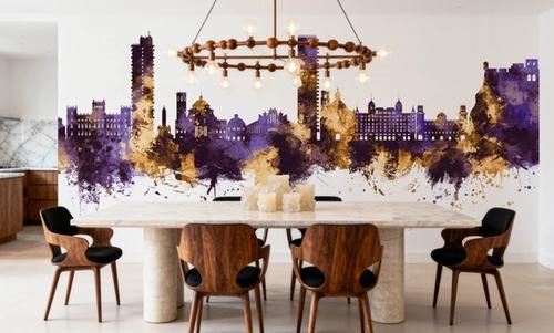 Alicante Spain Skyline Purple & Gold