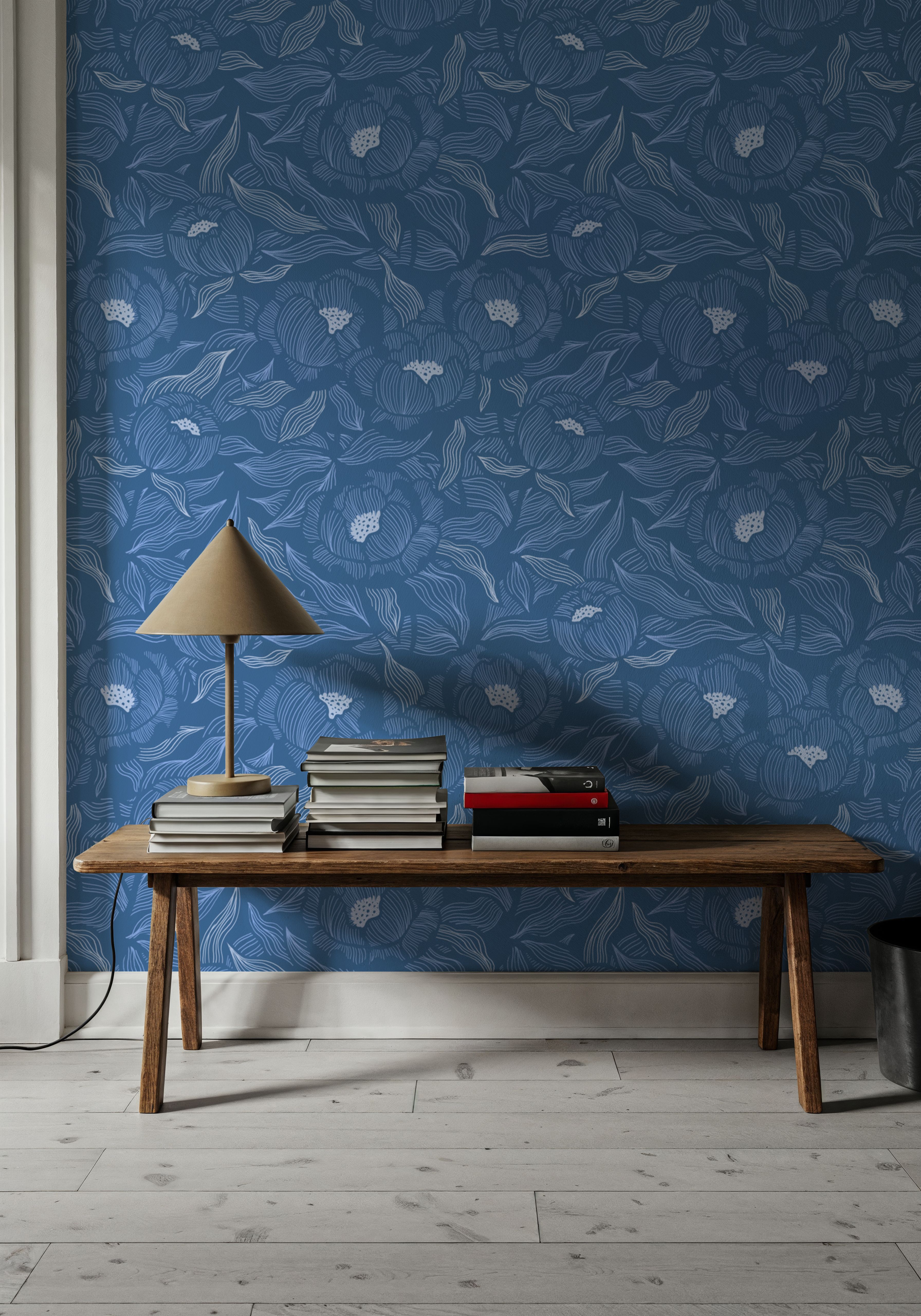 Hidden Peonies, Blue