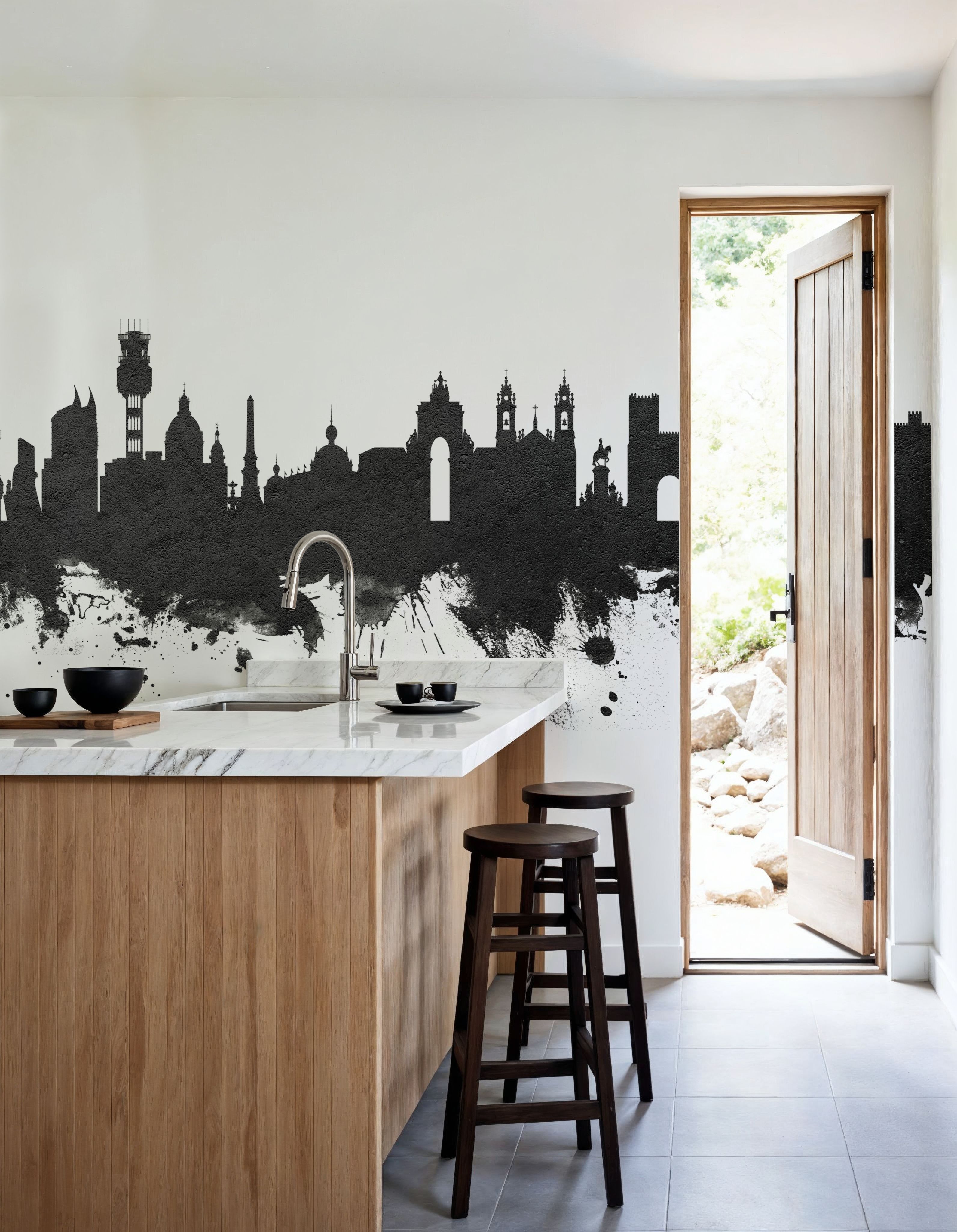 Lisbon Portugal Skyline Black & White