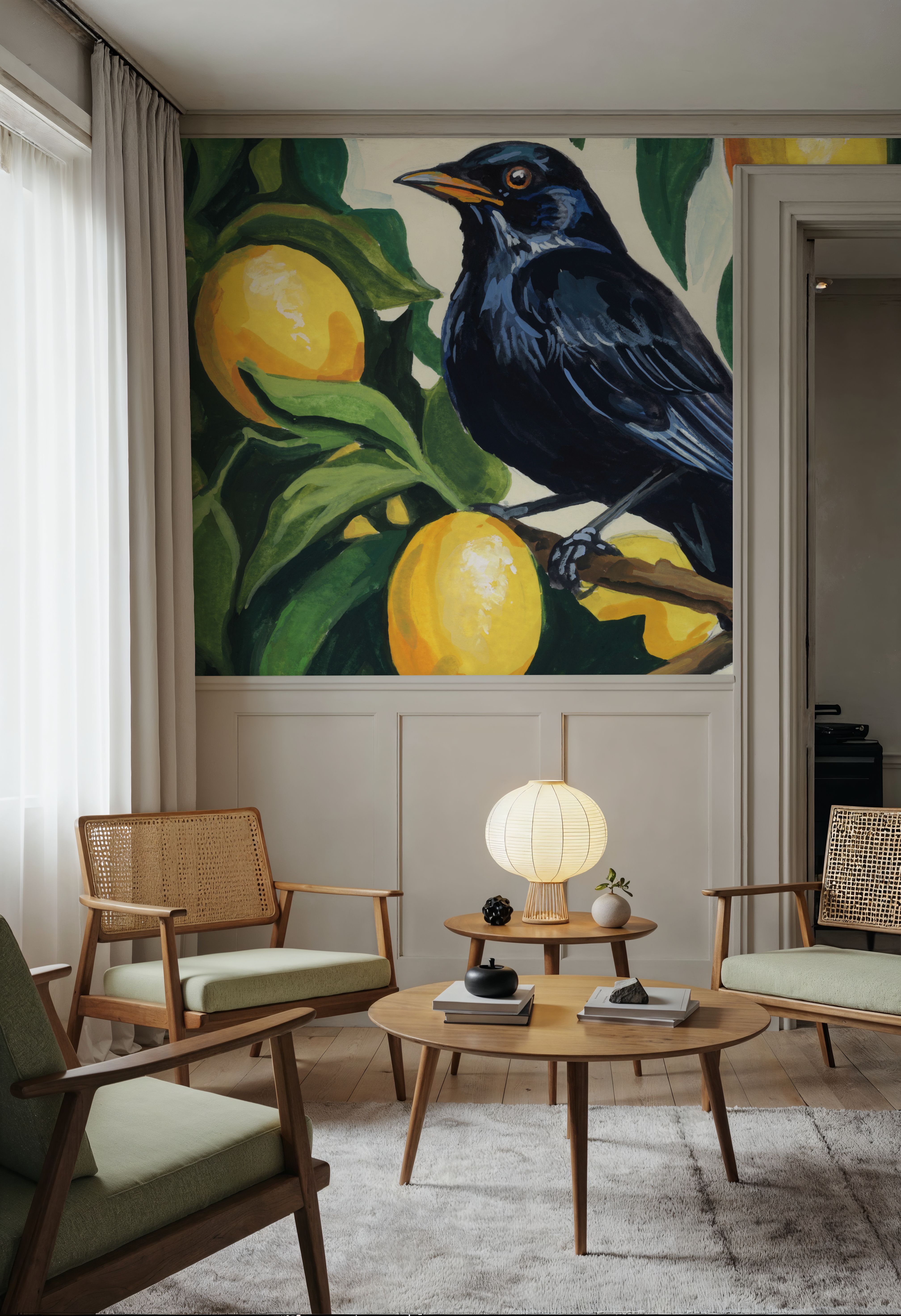 Bird with Lemon Branch