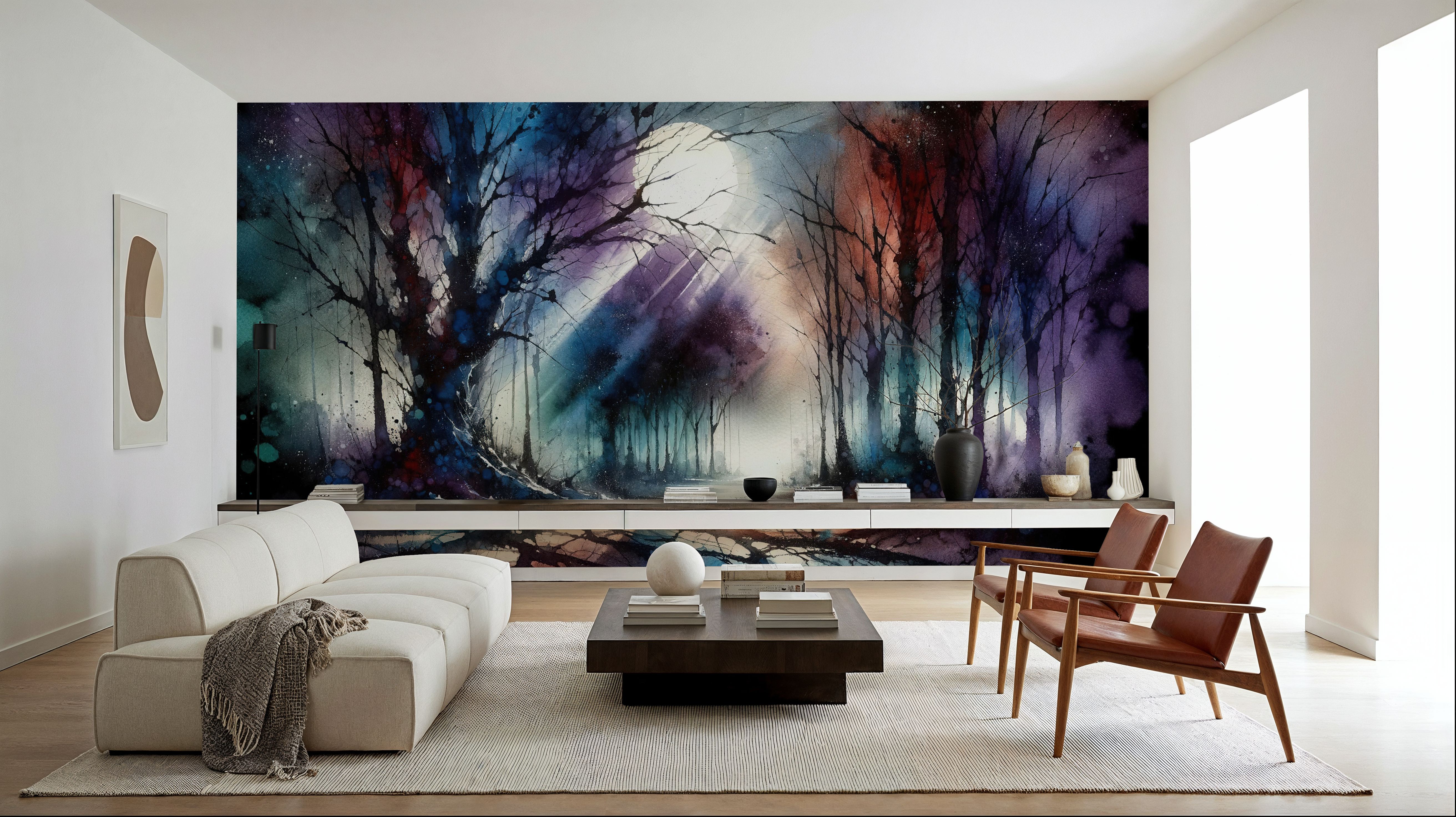 Mystical Moonlit Forest Scene