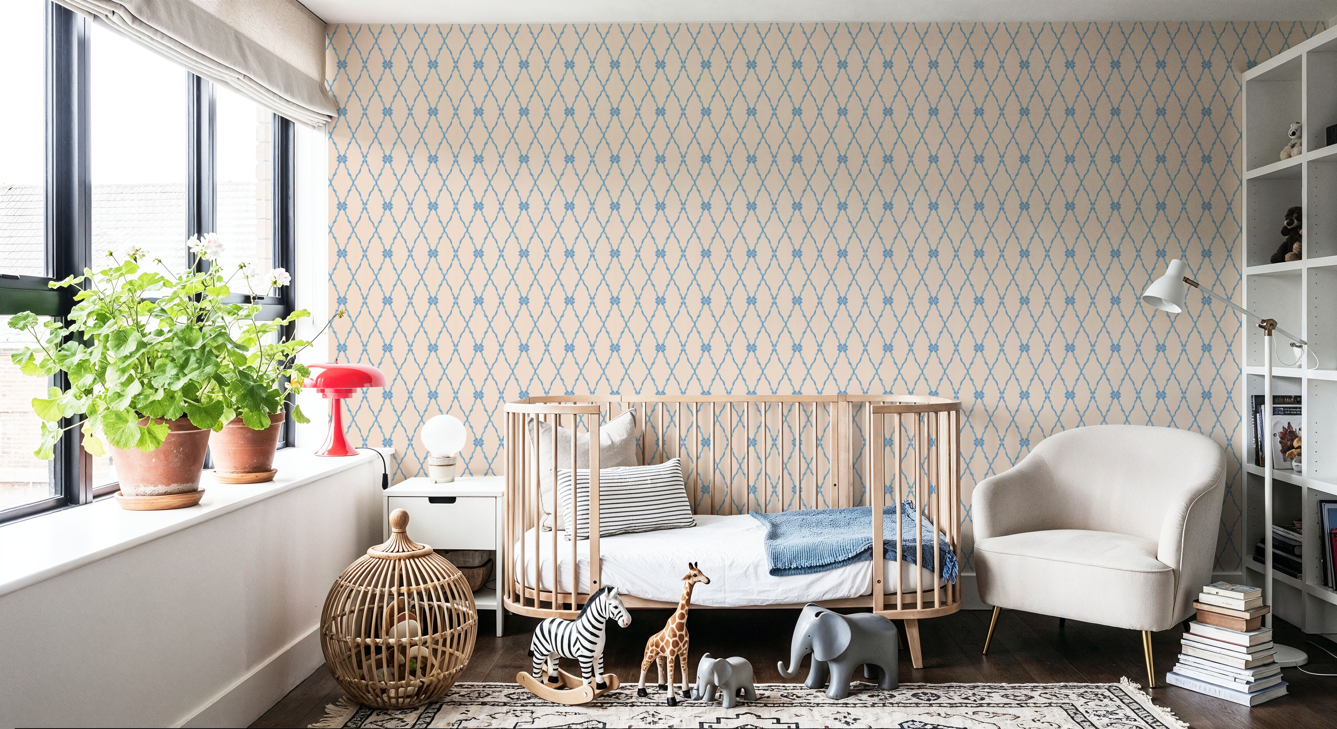 French Country Style Argyle, Fresh Blue