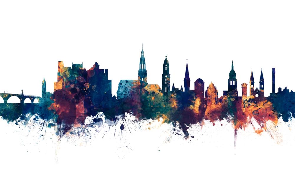 Heidelberg Germany Skyline Blue & Bronze