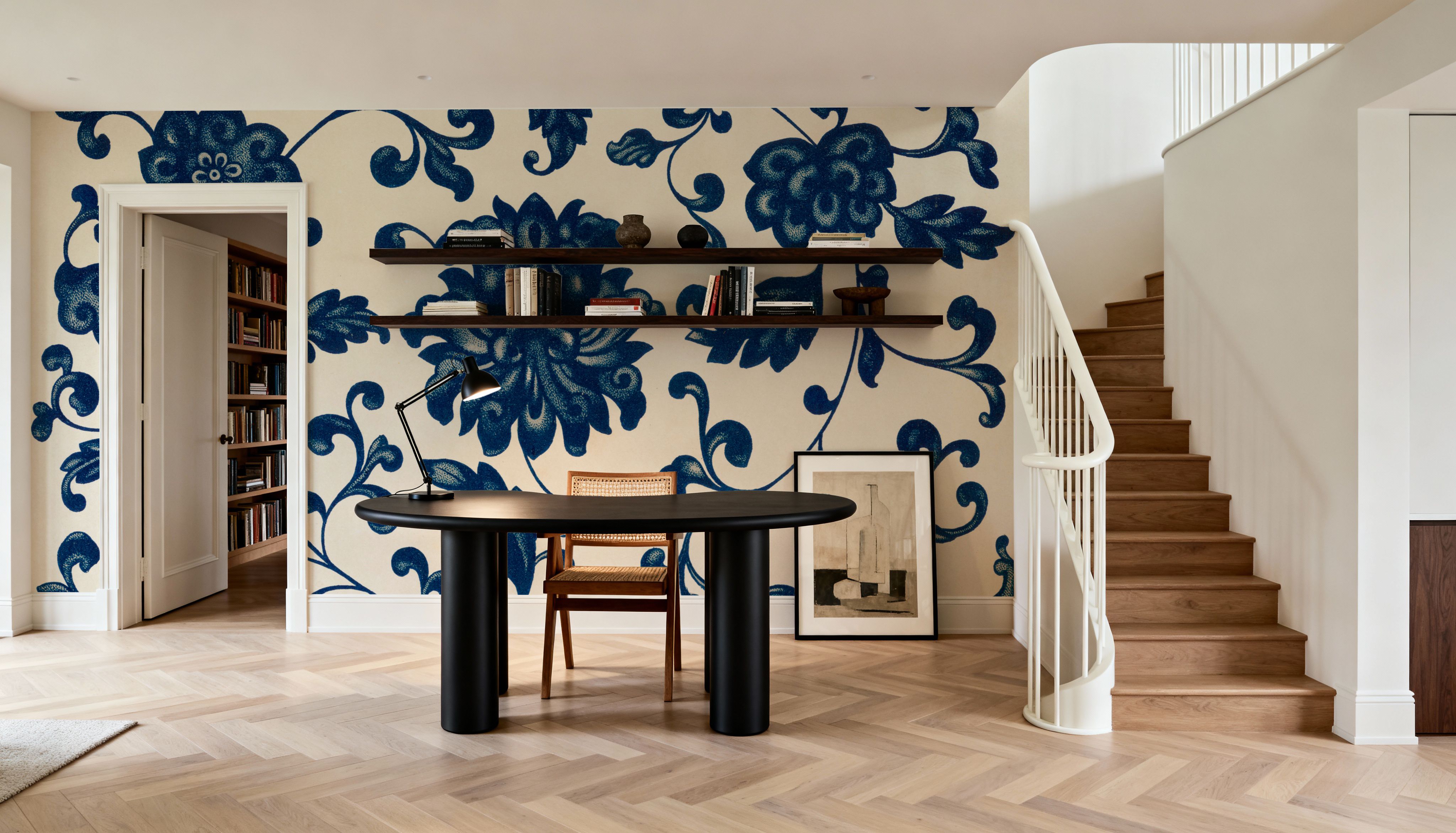 Chinese Ornament, Blue Flowers