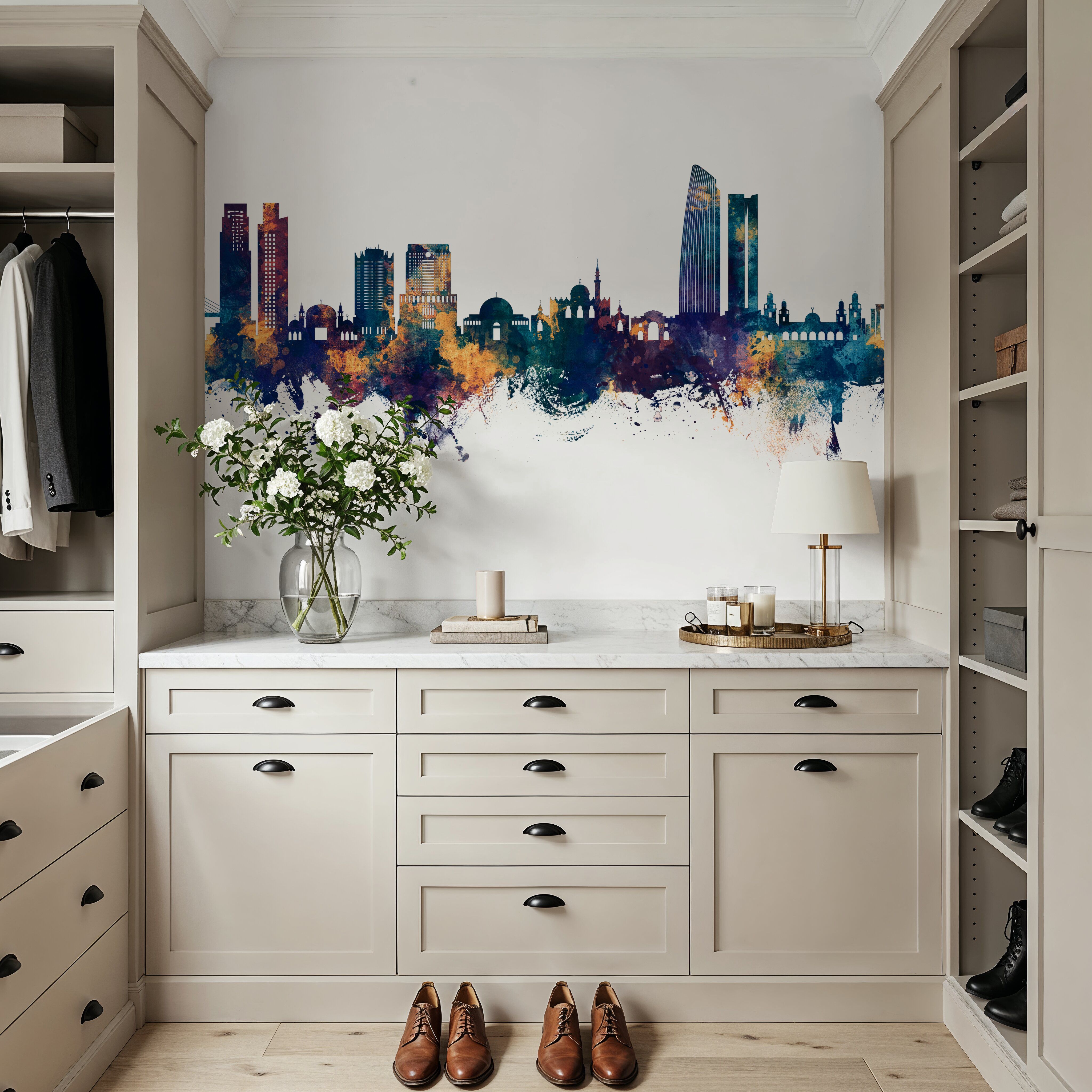 Amman Skyline Blue & Bronze