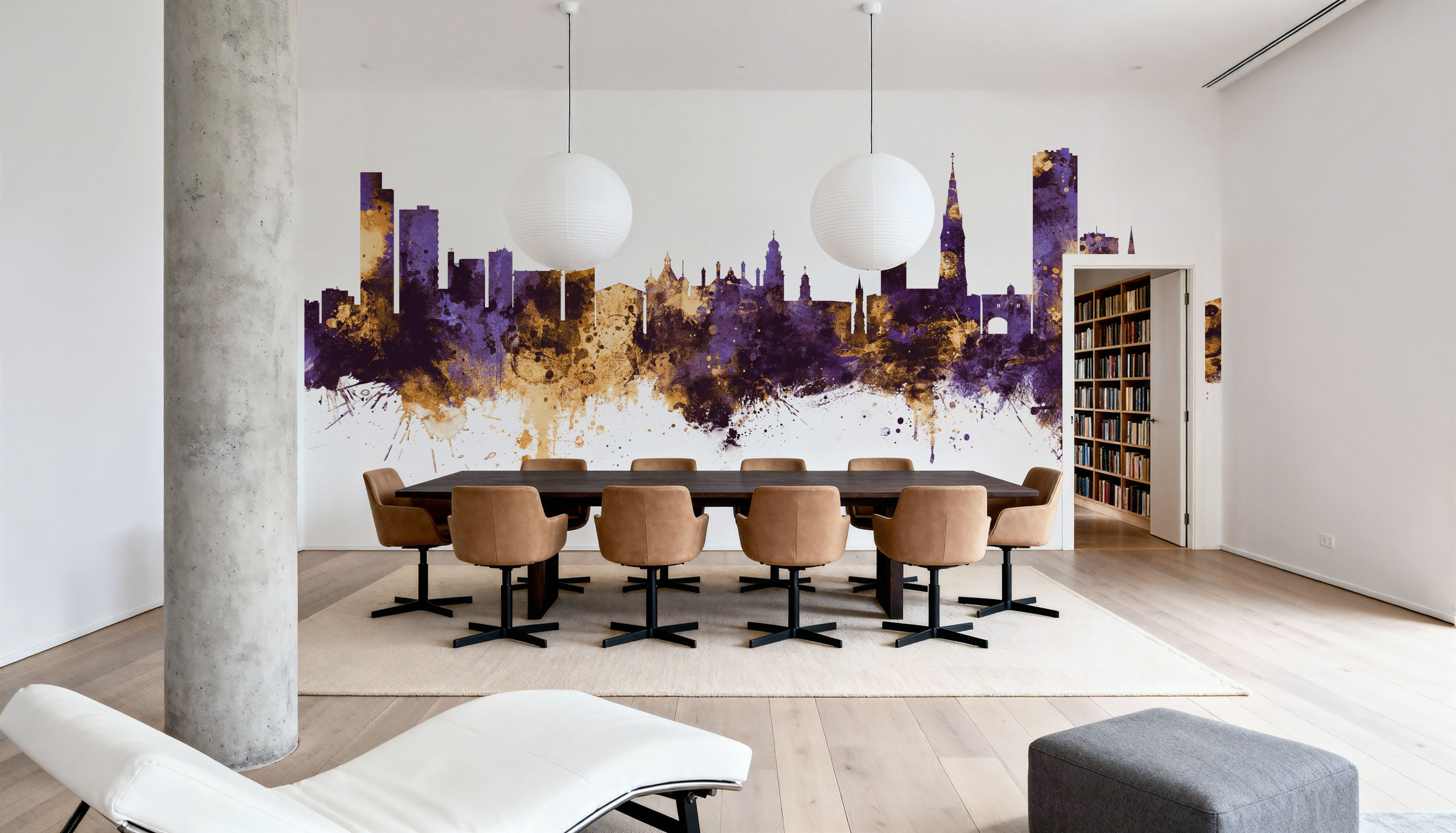 Leicester England Skyline Purple & Gold