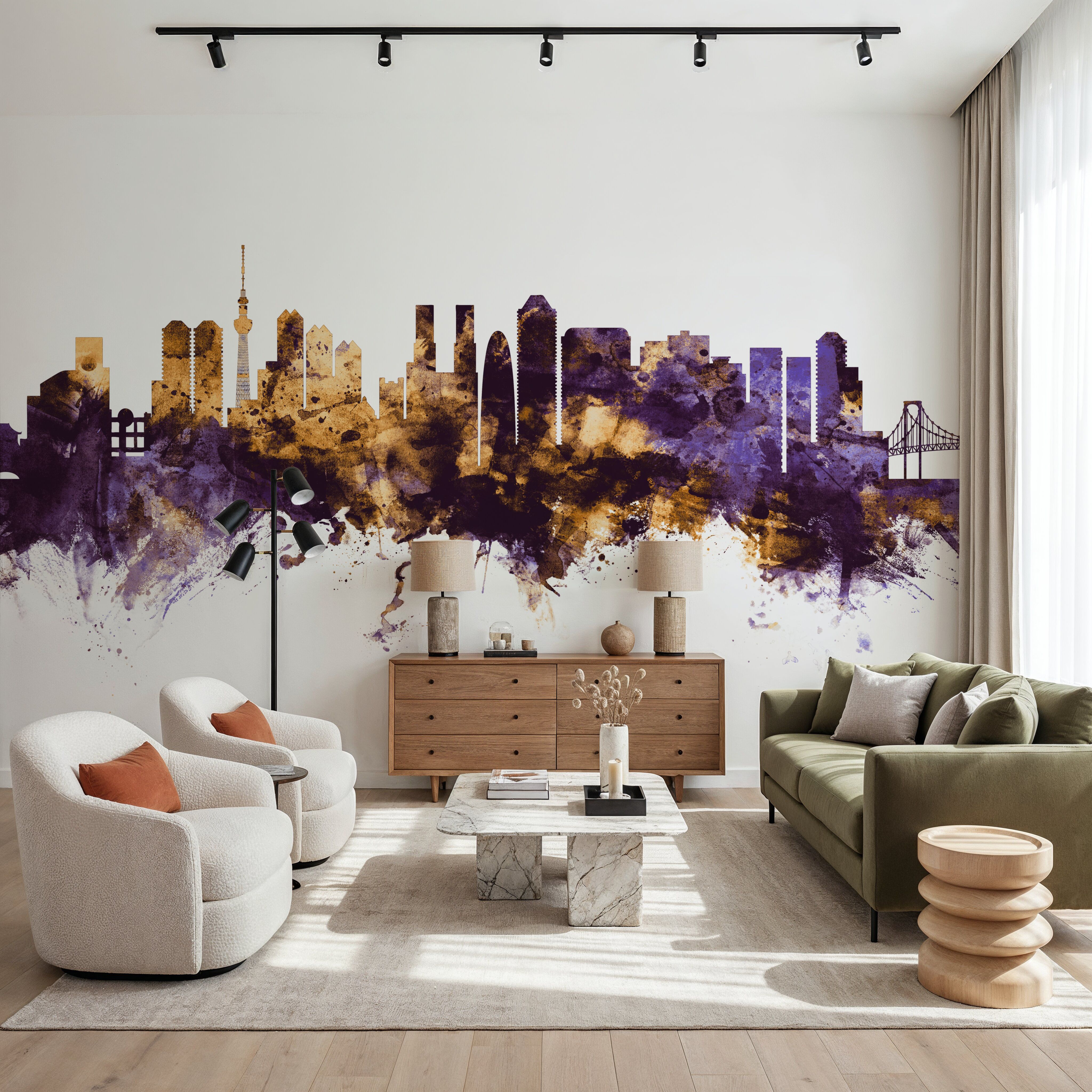 Tokyo Japan Skyline Purple & Gold