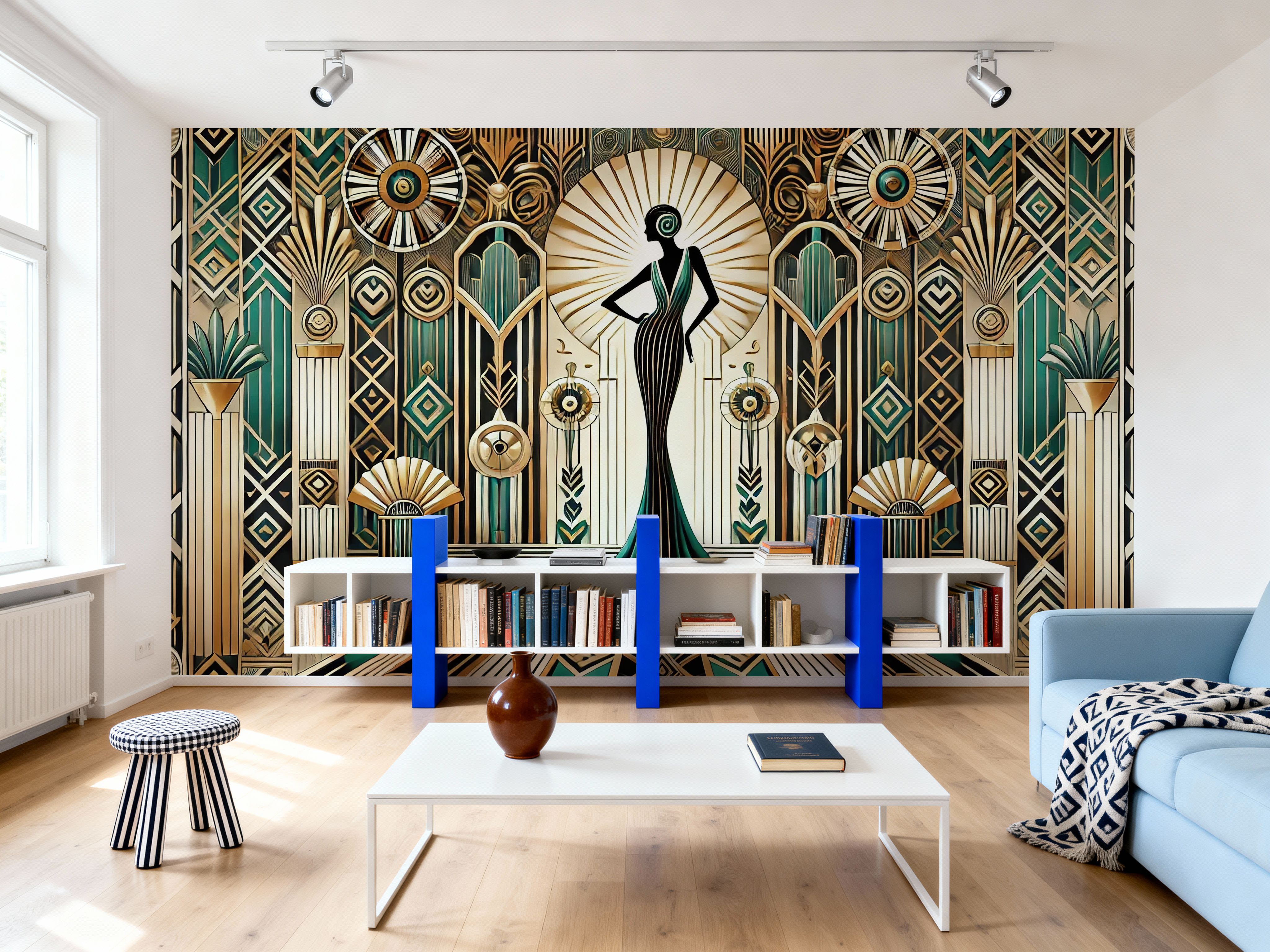 Vintage Elegance Scene in Art Deco, Wallpaper
