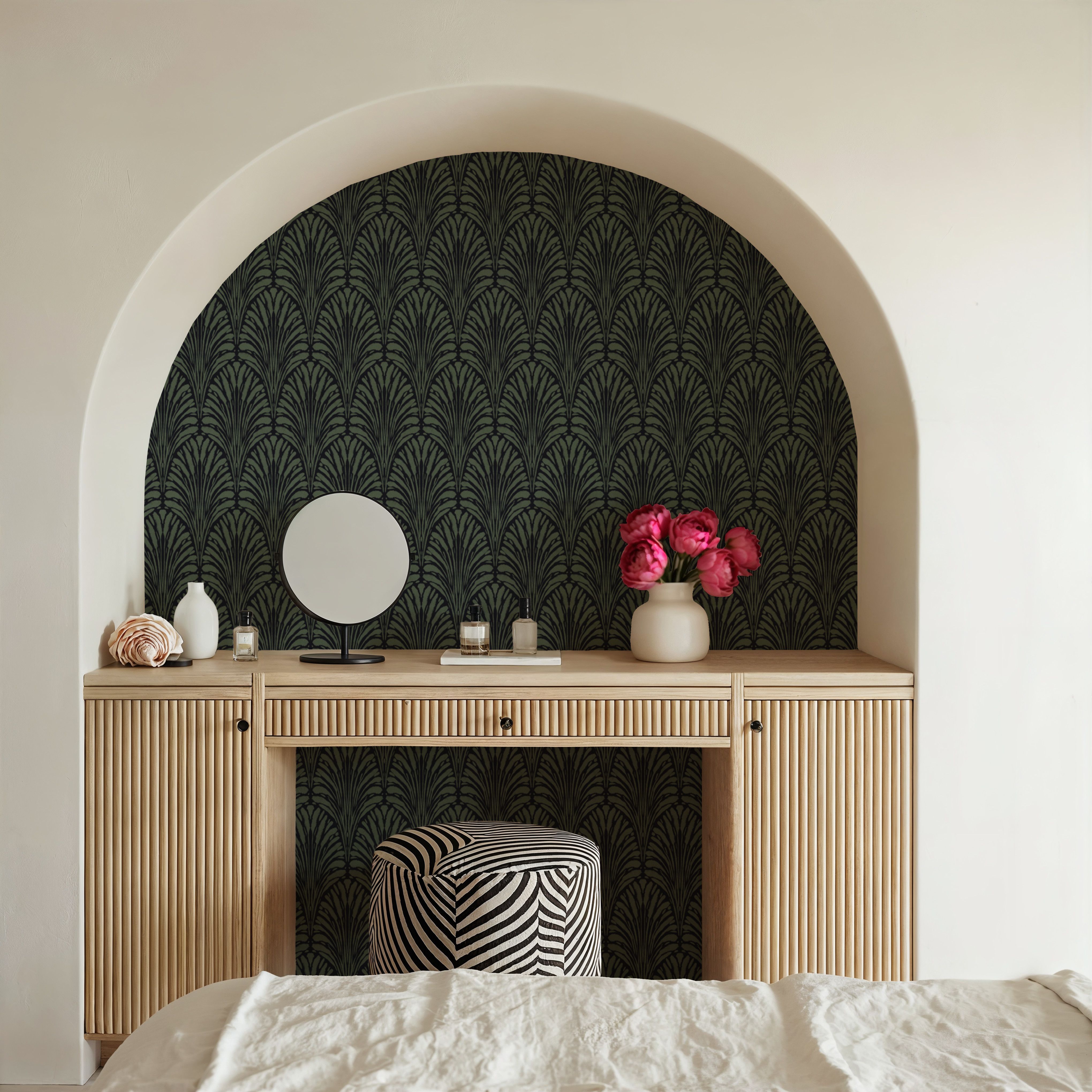 Brushstroke Fan Scallop, French Green