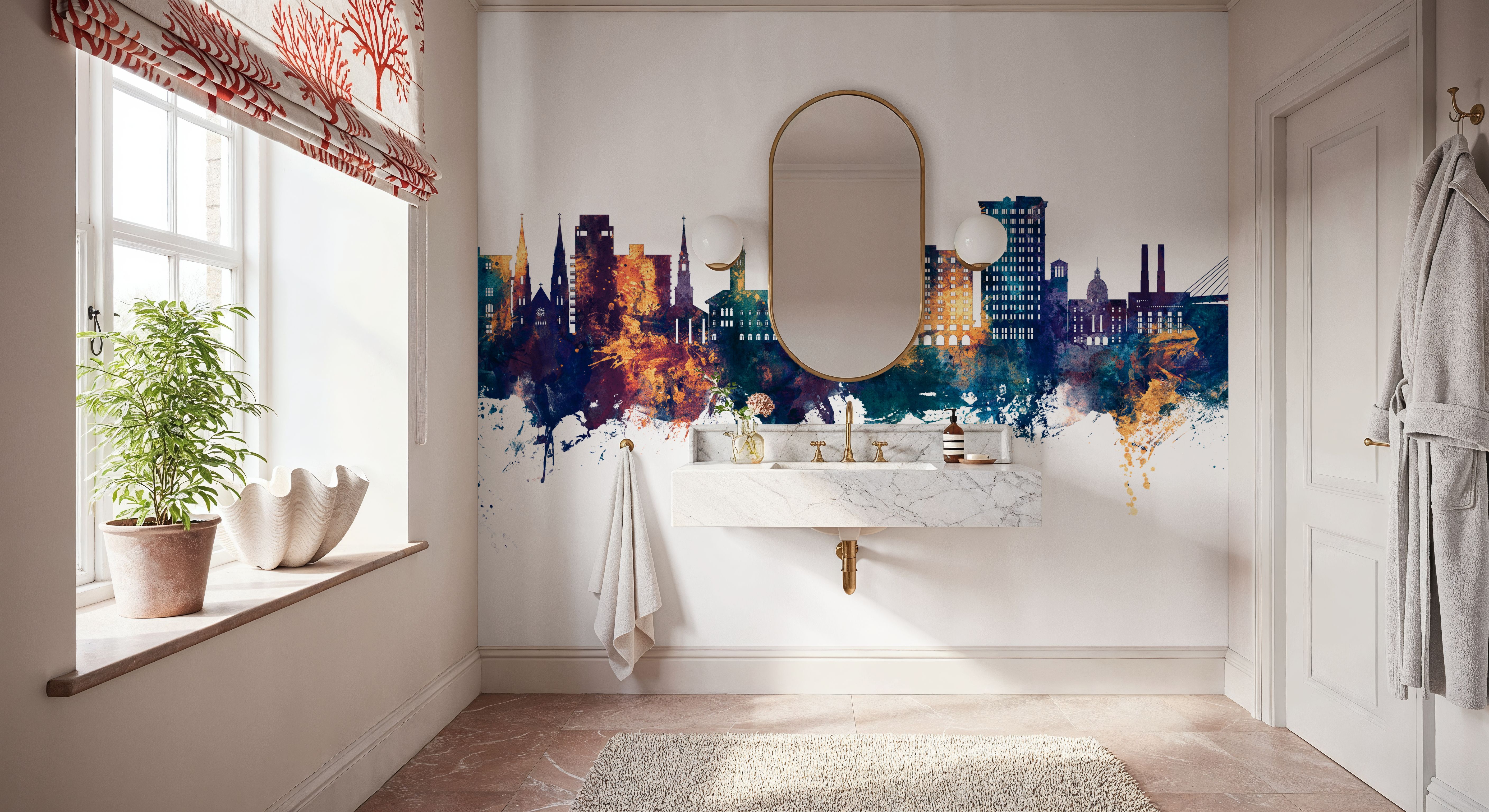 Savannah Georgia Skyline Blue & Bronze