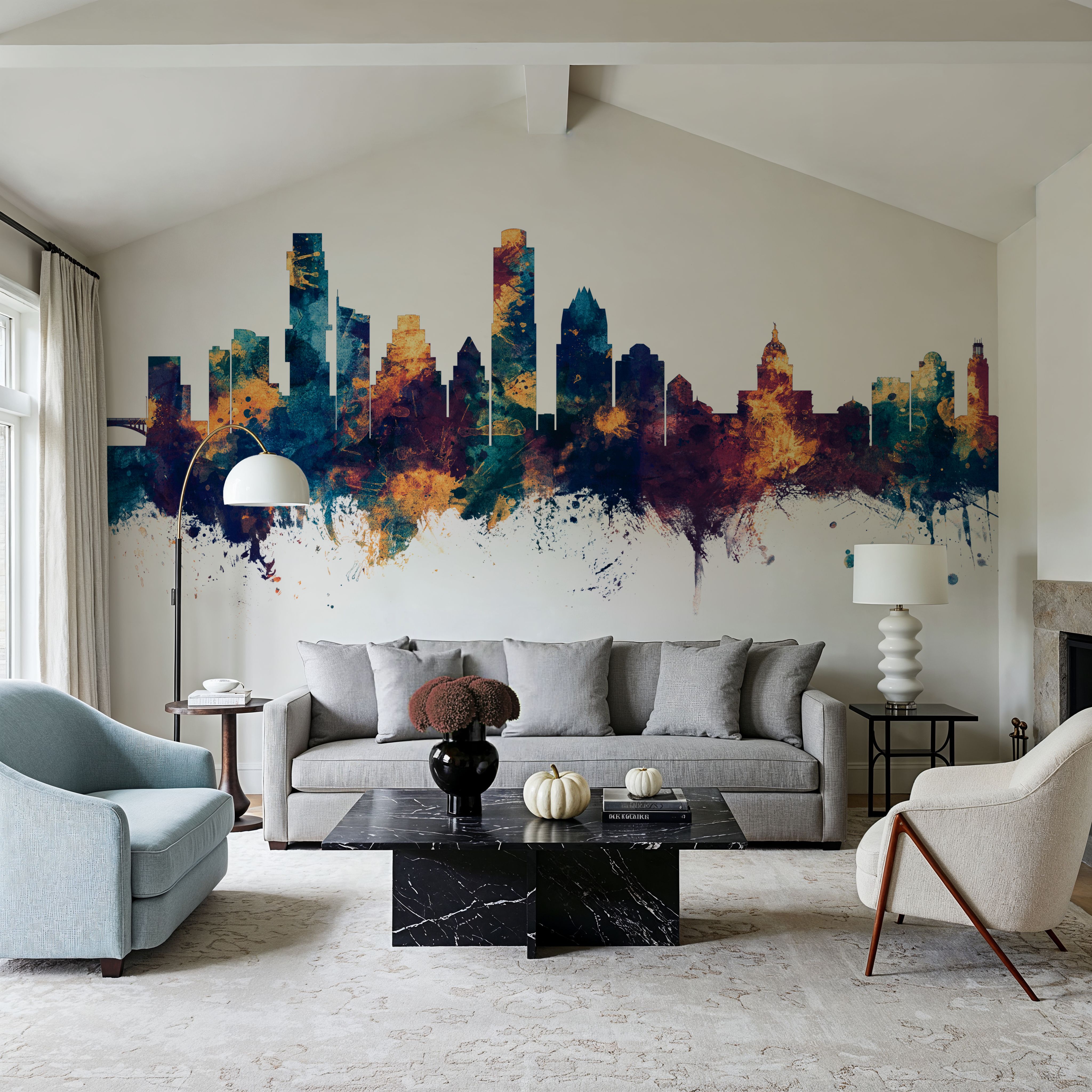Austin Texas Skyline Blue & Bronze