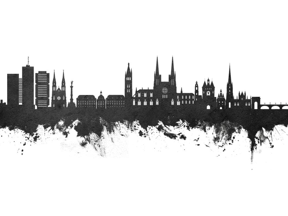 Bordeaux France Skyline Black & White